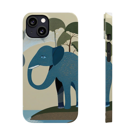 Playful Elephant Art Slim Phone Case | Artloom Gallery
