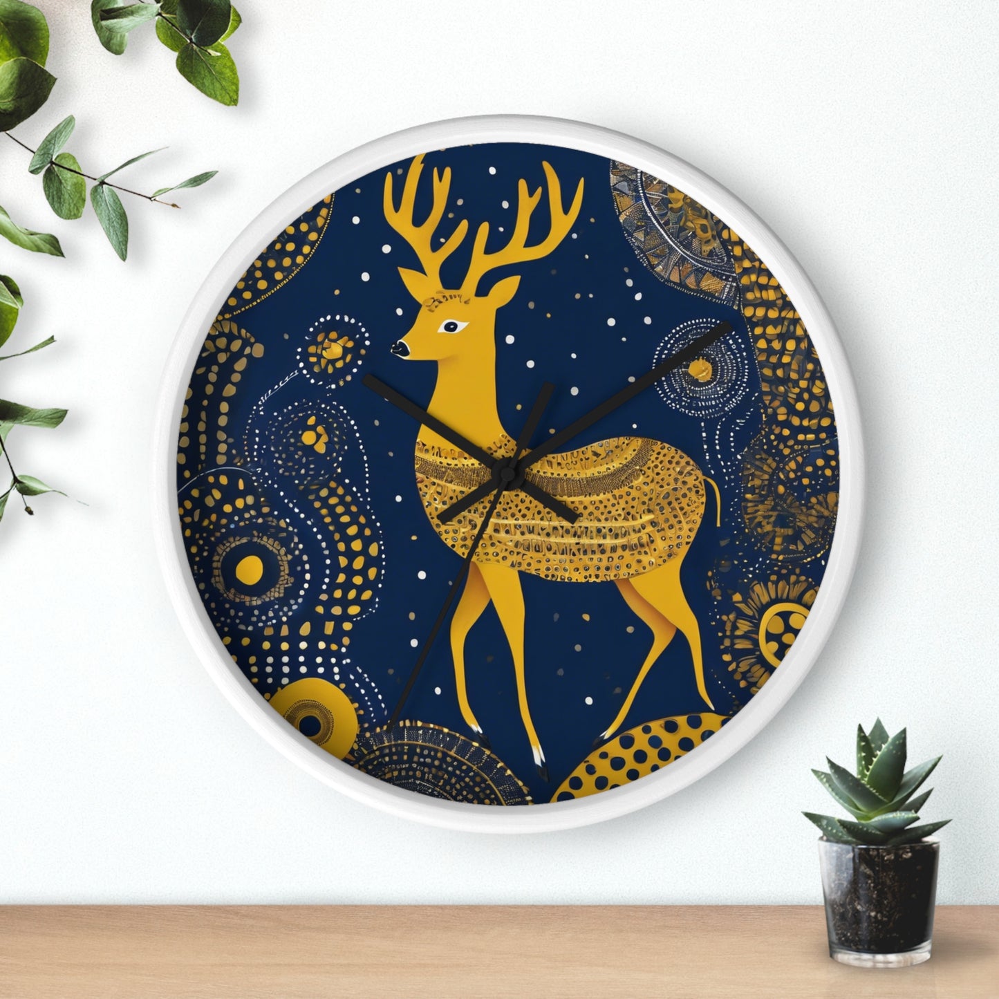 Majestic Deer – Gond Tribal Wall Clock | Artloom Gallery