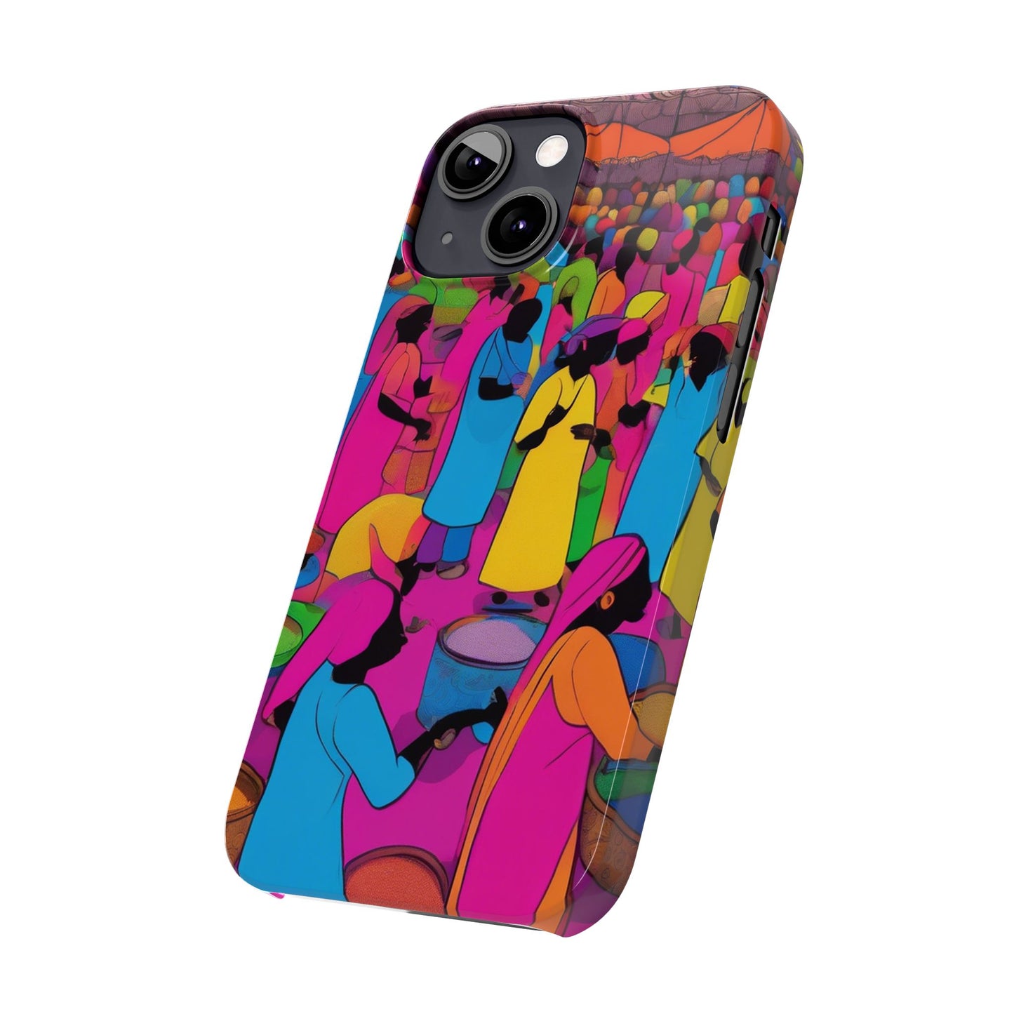 Festive Colors at the Bazaar – Bold and Vibrant Art Slim Phone Case | Artloom Gallery
