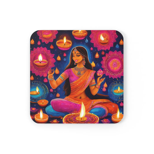 Diwali Celebration – Artistic Coaster Set (Square & Round) | Artloom Gallery