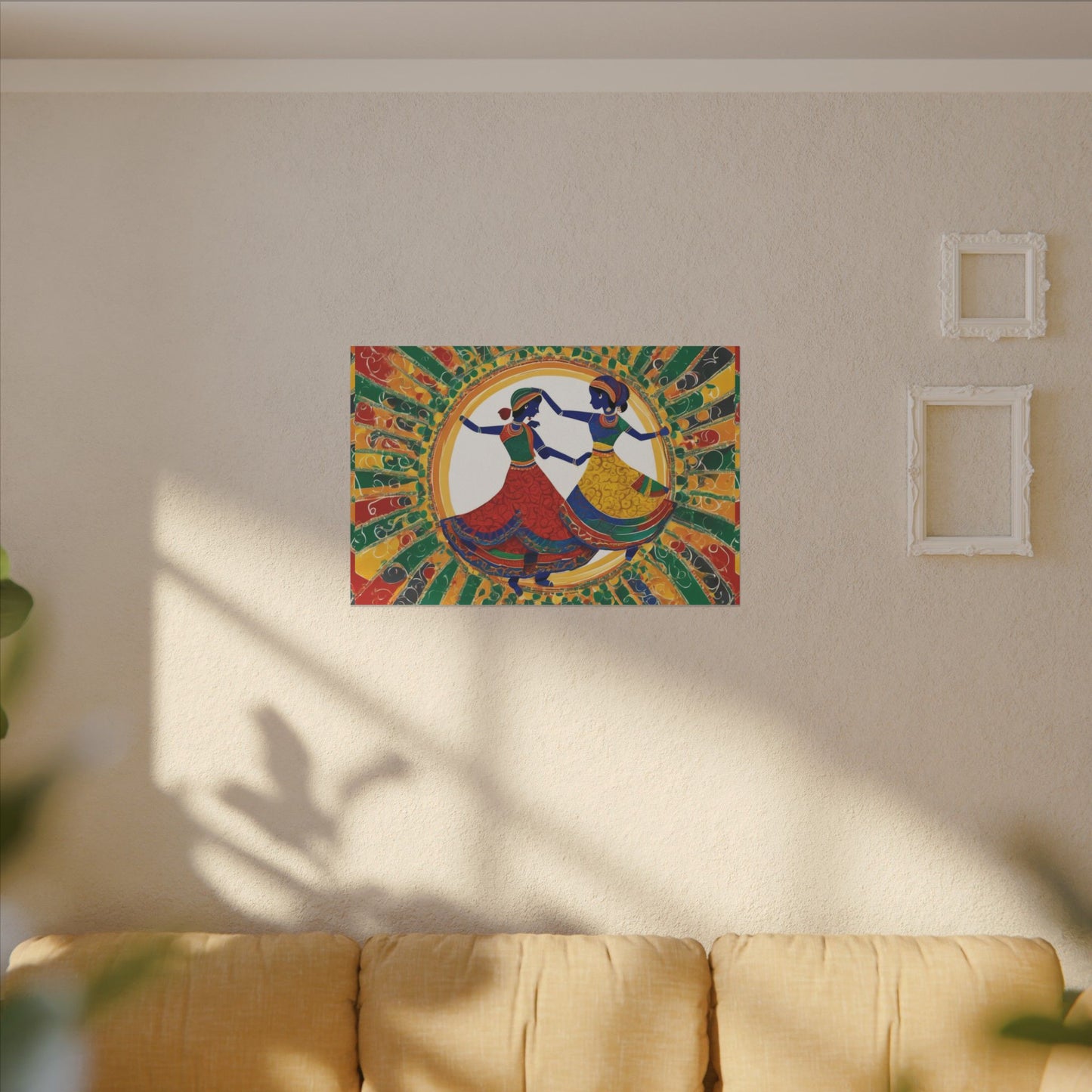 Garba Night Celebration Warli Art Canvas Print | Artloom Gallery