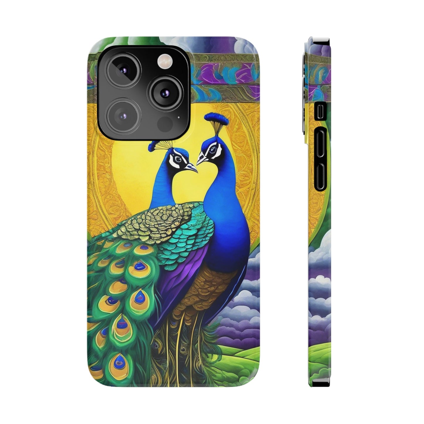 Beautiful Peacocks Slim Phone Case | Artloom Gallery