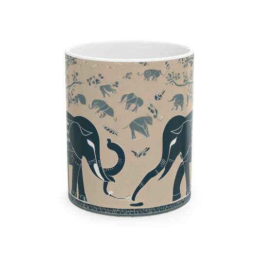 Coffee Mug – Madhubani Painting of Elephants at Play