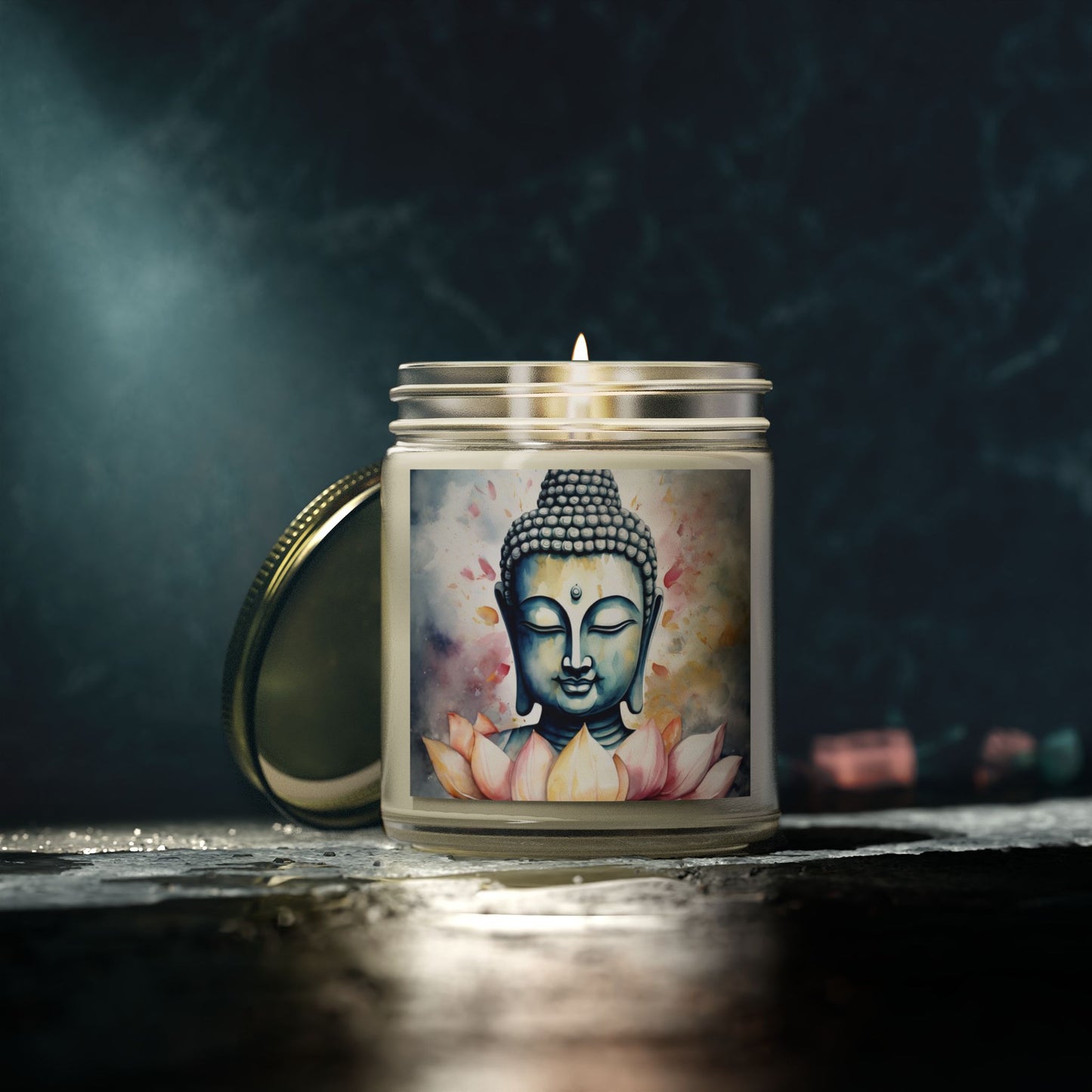 Serene Buddha in Water Color Scented Candle (4oz, 9oz) | Artloom Gallery