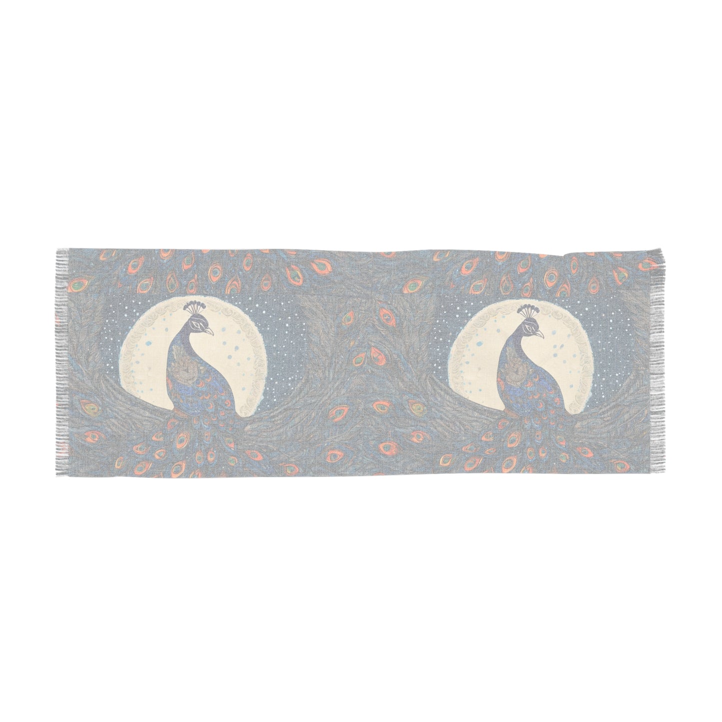 Peacocks in the Rain – Madhubani Print -  Light Scarf (27x71 in) | Artloom Gallery