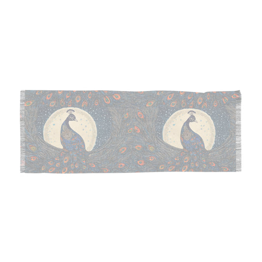 Peacocks in the Rain – Madhubani Print -  Light Scarf (27x71 in) | Artloom Gallery