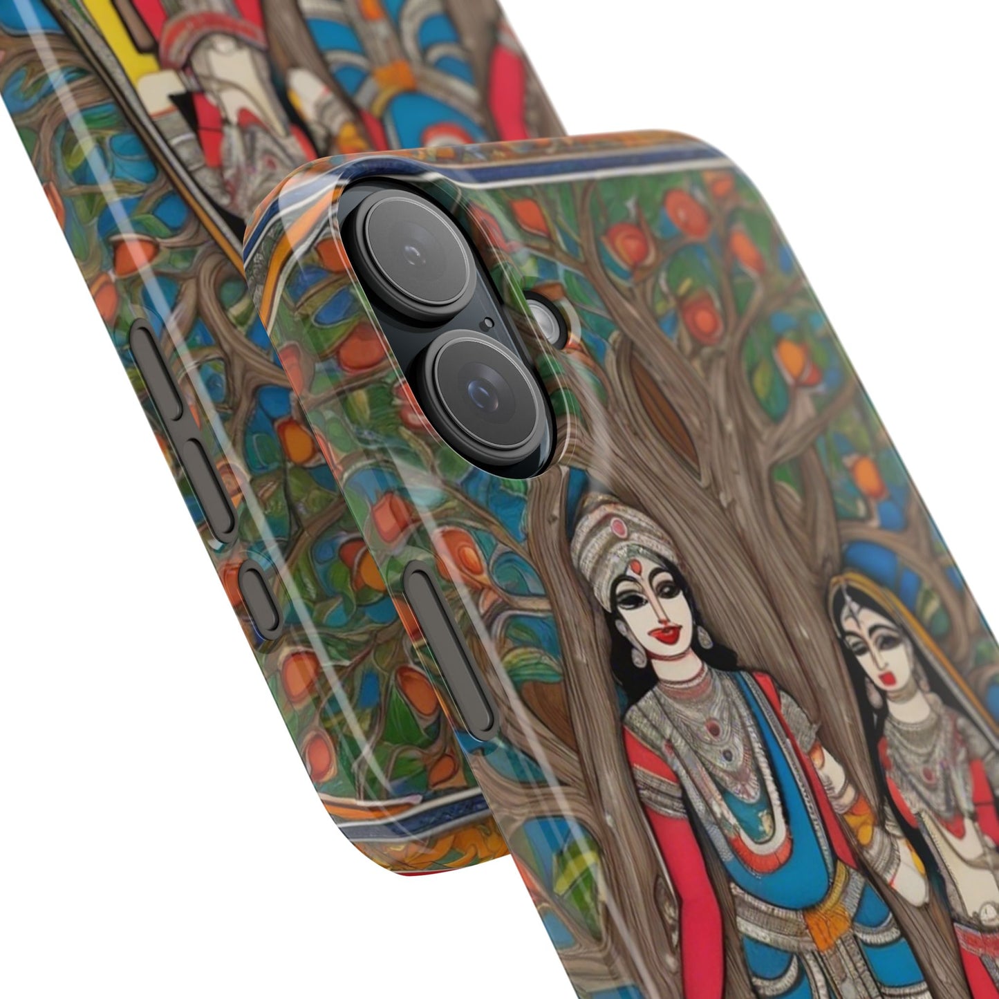 Classic Madhubani Radha Krishna Painting Night Slim Phone Case | Artloom Gallery