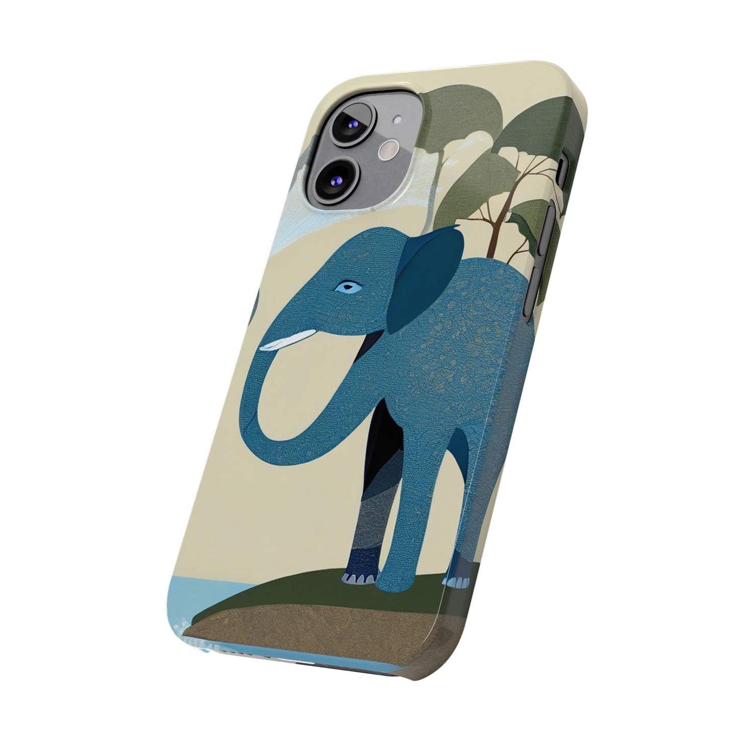 Playful Elephant Art Slim Phone Case | Artloom Gallery