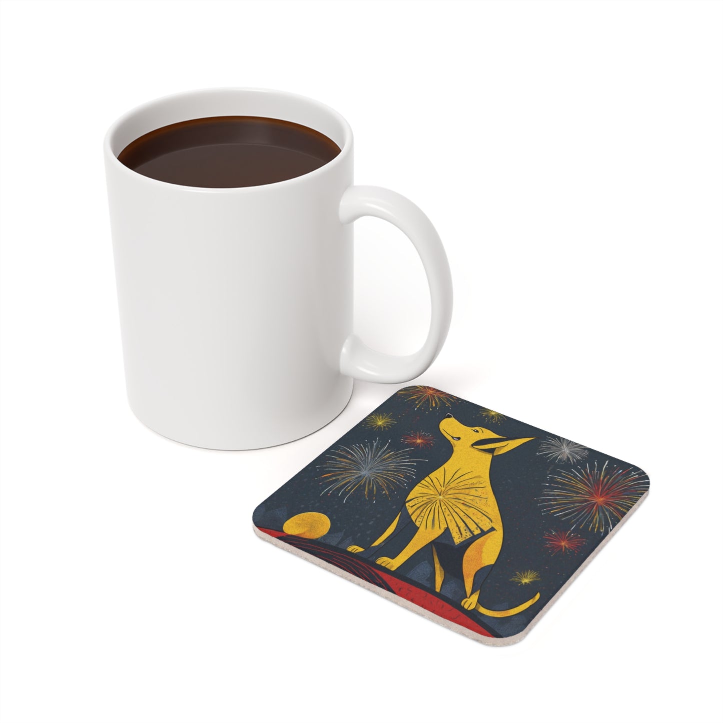 Diwali With Fido – Art Deco Coaster Set (Square & Round) | Artloom Gallery