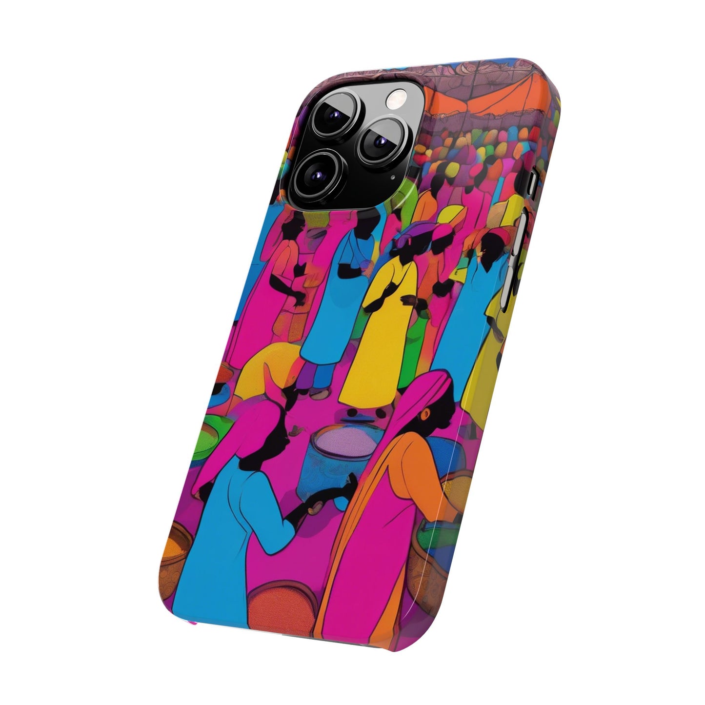 Festive Colors at the Bazaar – Bold and Vibrant Art Slim Phone Case | Artloom Gallery