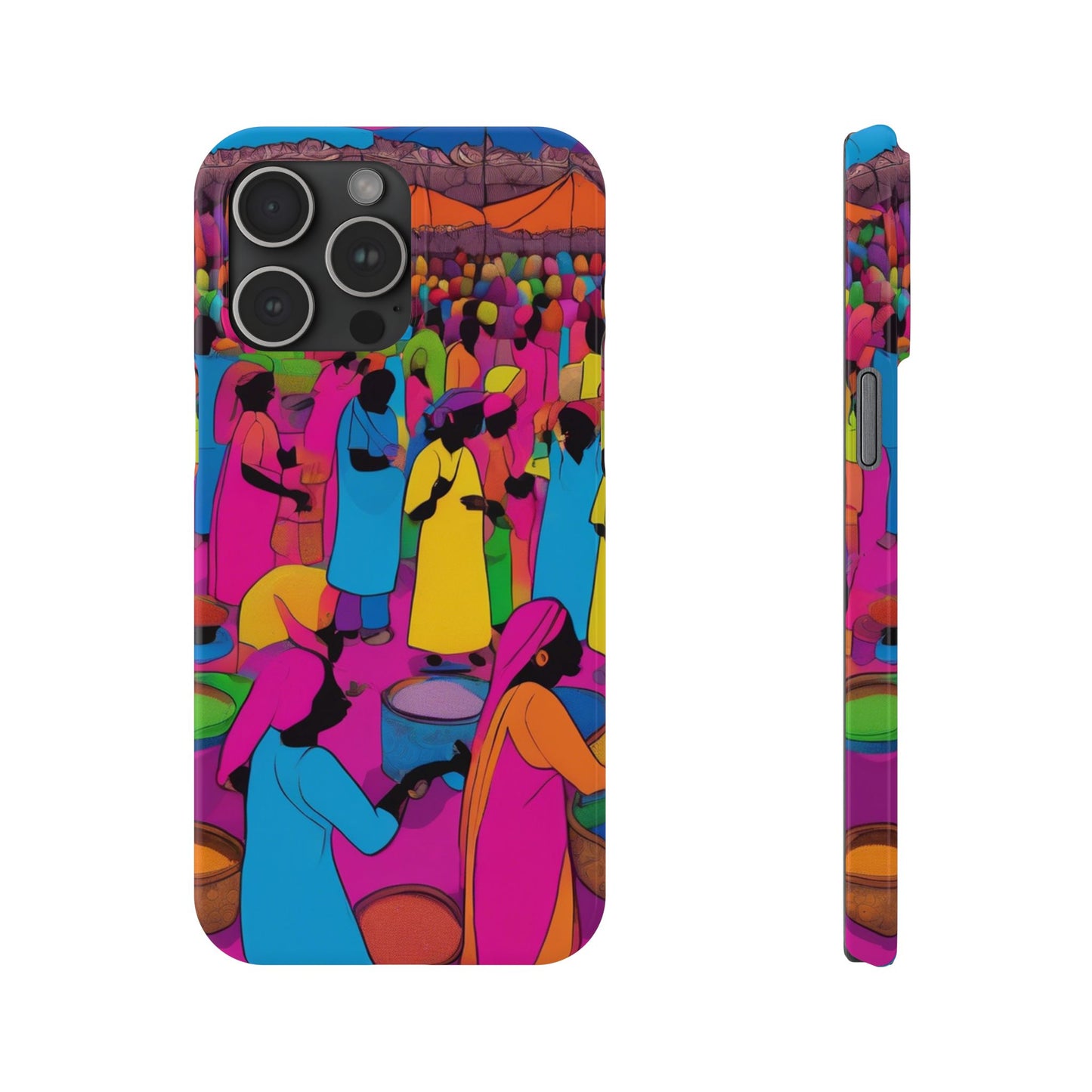 Festive Colors at the Bazaar – Bold and Vibrant Art Slim Phone Case | Artloom Gallery