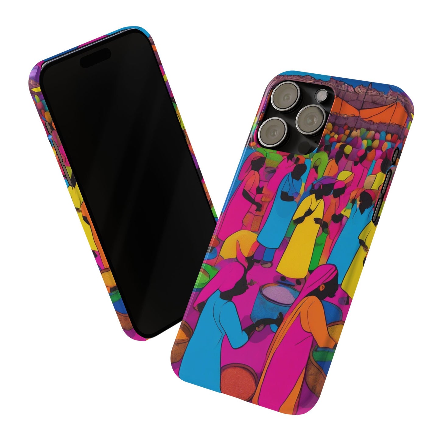 Festive Colors at the Bazaar – Bold and Vibrant Art Slim Phone Case | Artloom Gallery