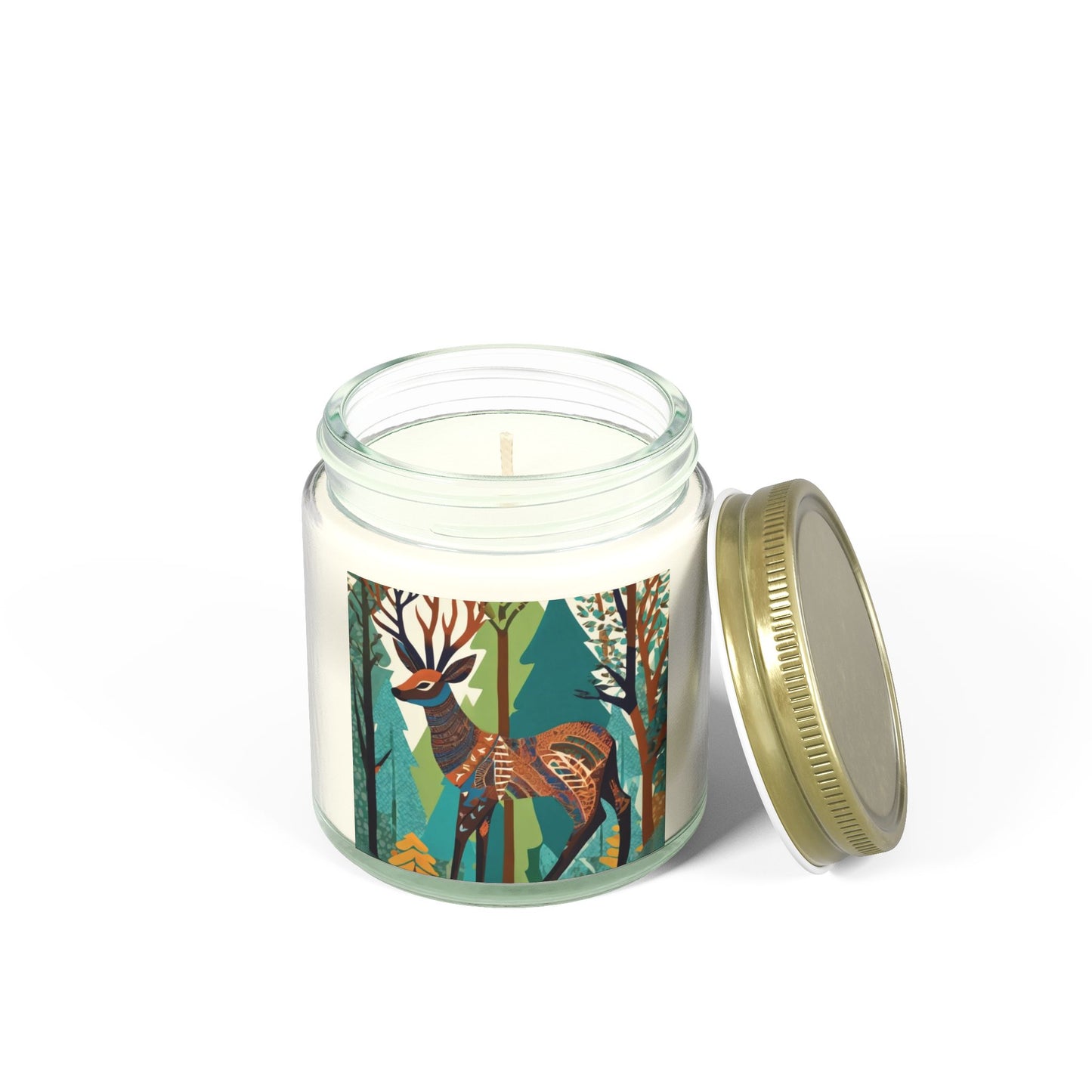 Serene Deer - Gond Tribal Art Scented Candle (4oz, 9oz) | Artloom Gallery