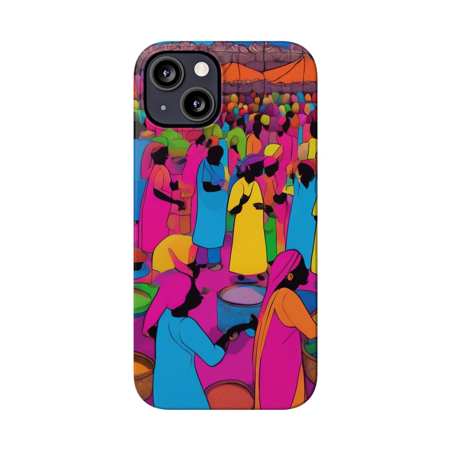 Festive Colors at the Bazaar – Bold and Vibrant Art Slim Phone Case | Artloom Gallery