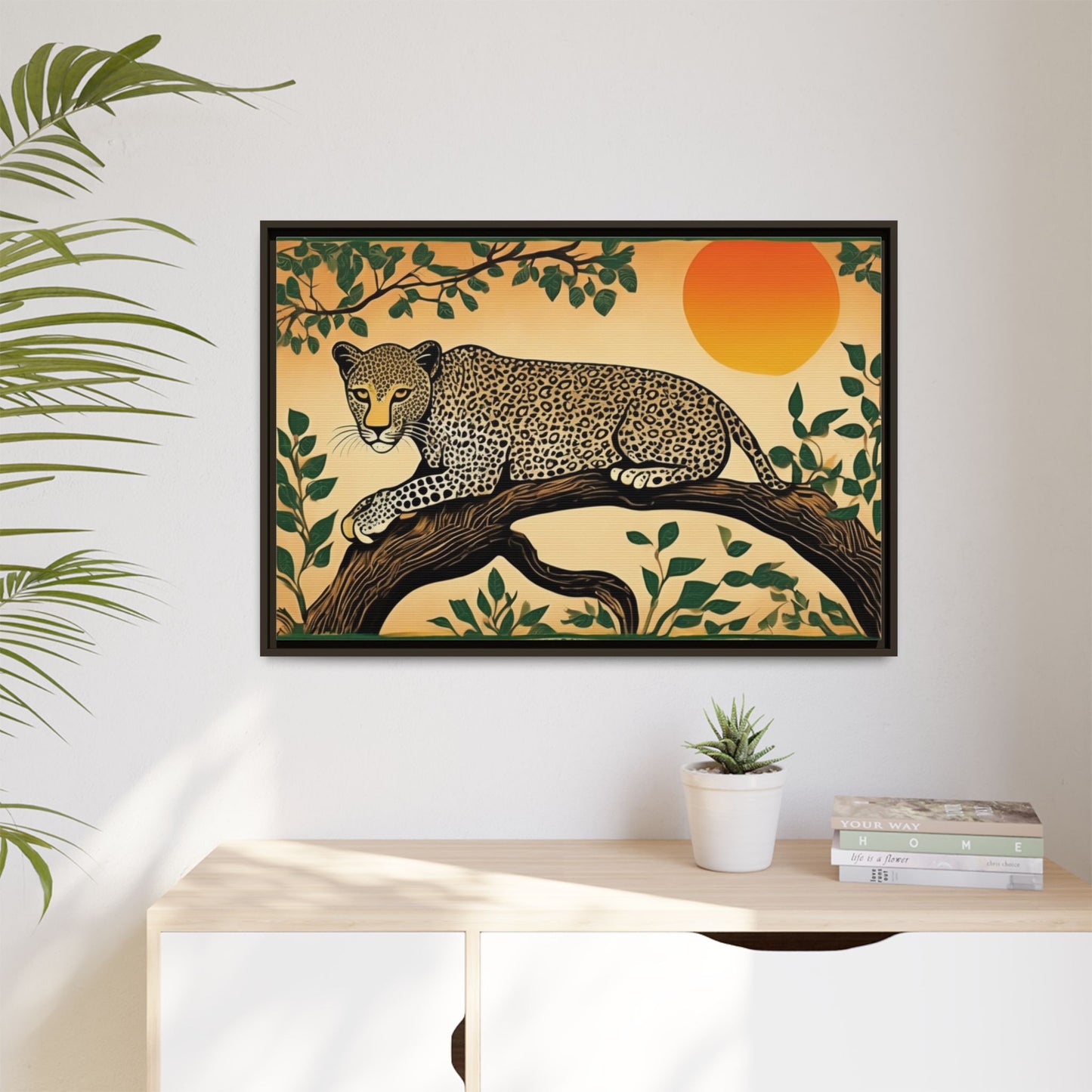 Cheetah in the Trees – Wooden Frame Canvas Print | Artloom Gallery
