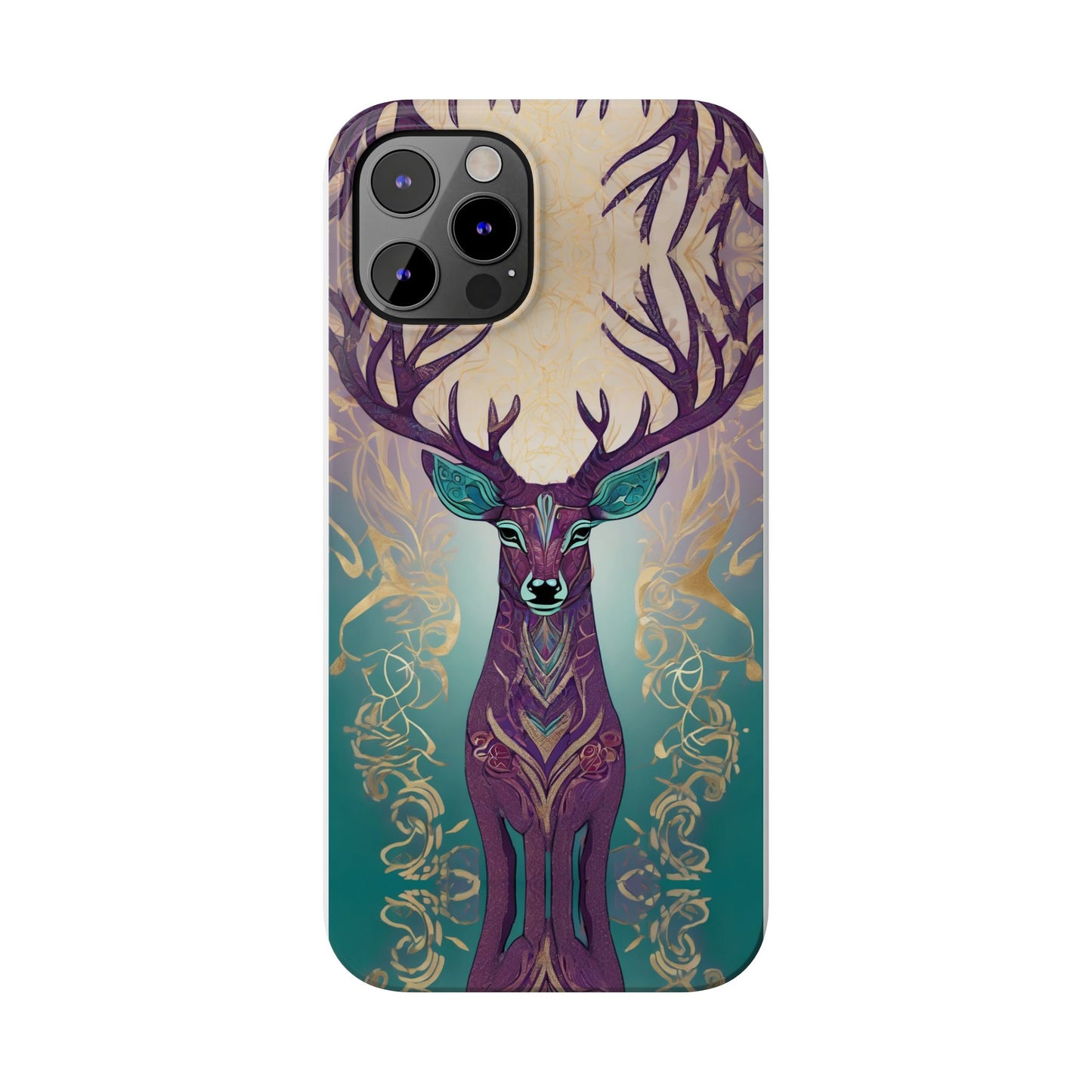 Gond Tribal Art Deer in Forest Slim Phone Case | Artloom Gallery