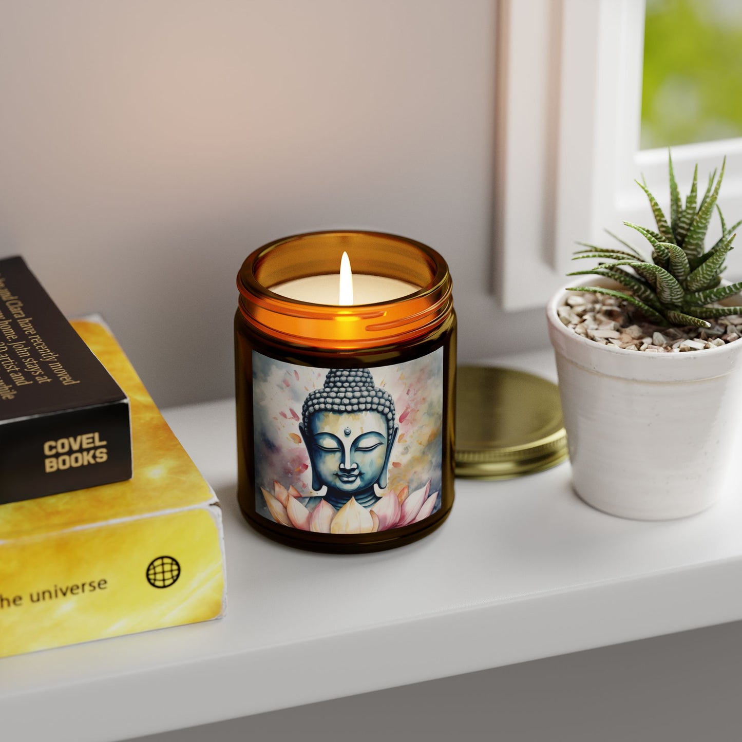 Serene Buddha in Water Color Scented Candle (4oz, 9oz) | Artloom Gallery