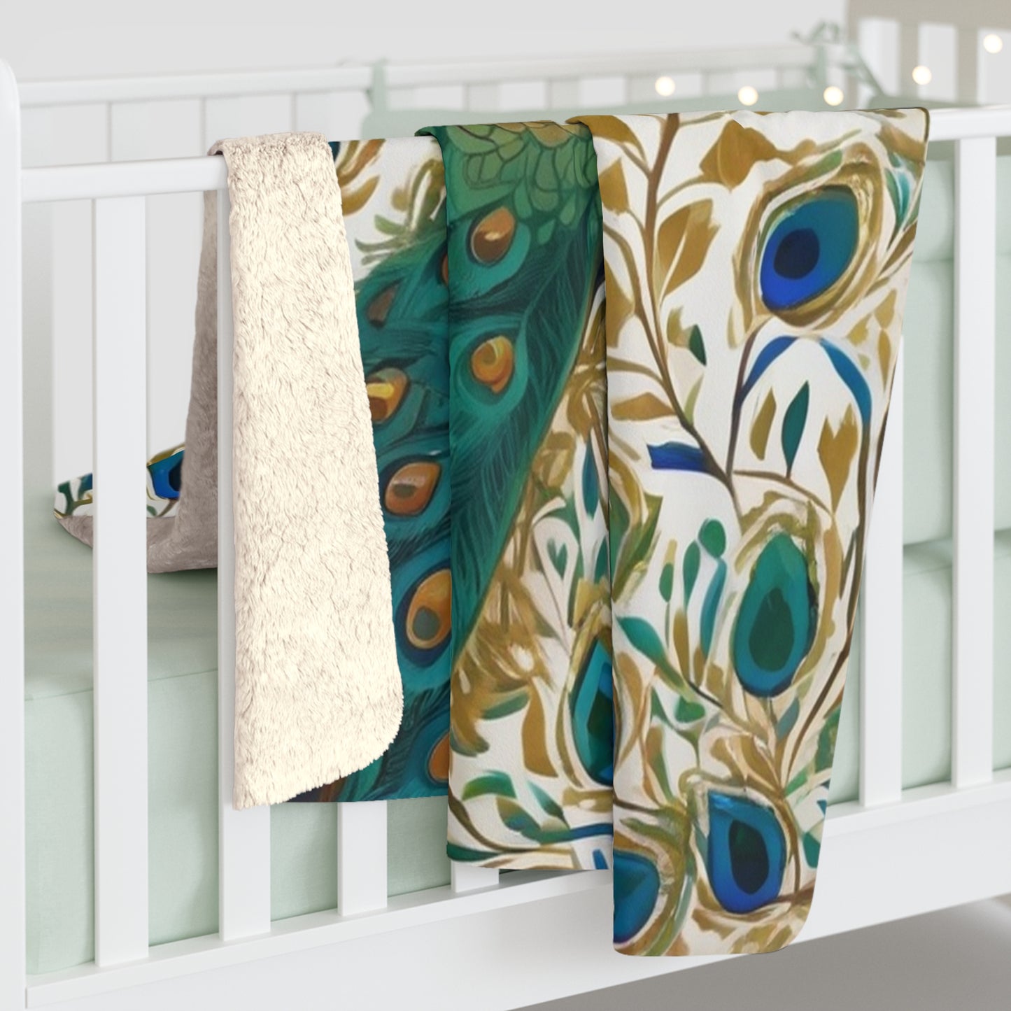 Song of the Peacock Sherpa Blanket | Artloom Gallery