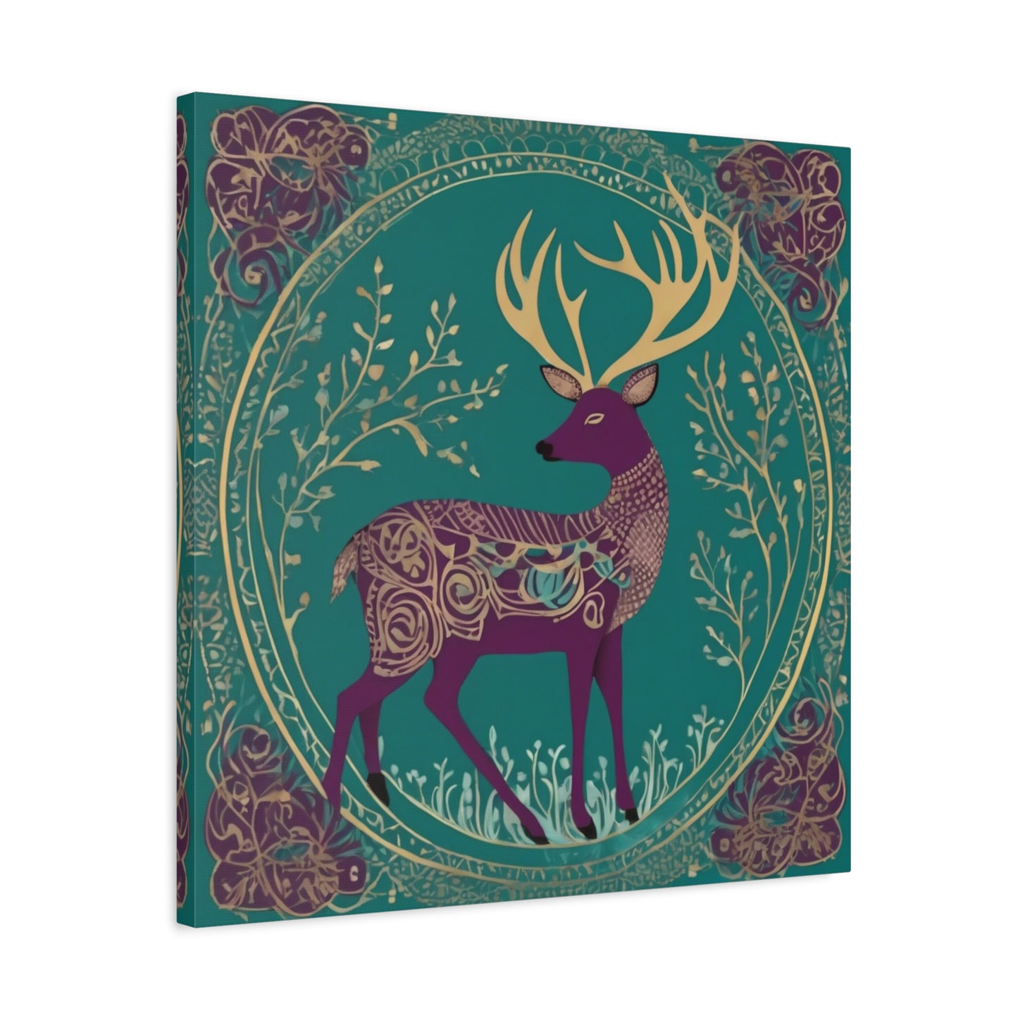 Gond Tribal Folk Art Deer Canvas Print | Artloom Gallery