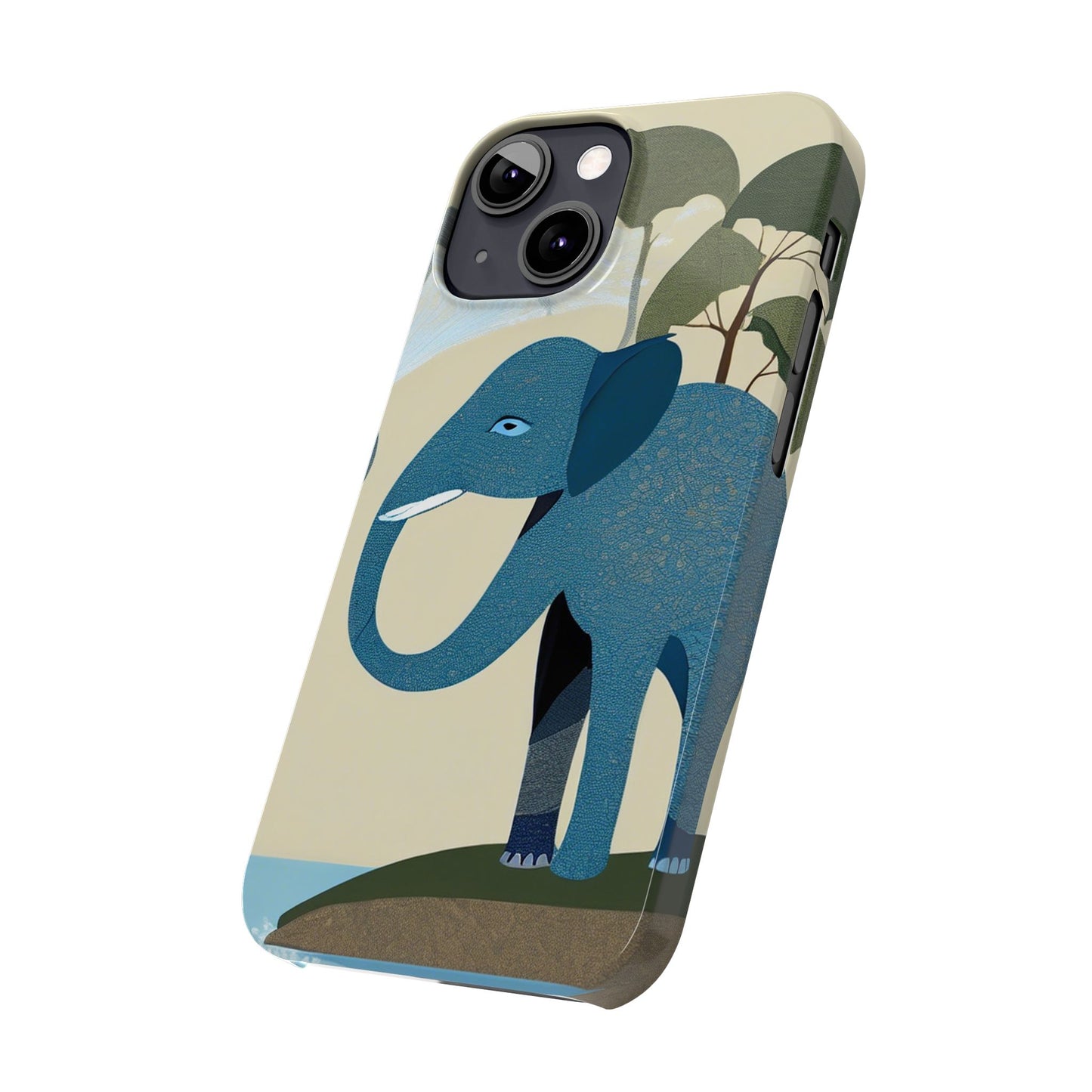 Playful Elephant Art Slim Phone Case | Artloom Gallery