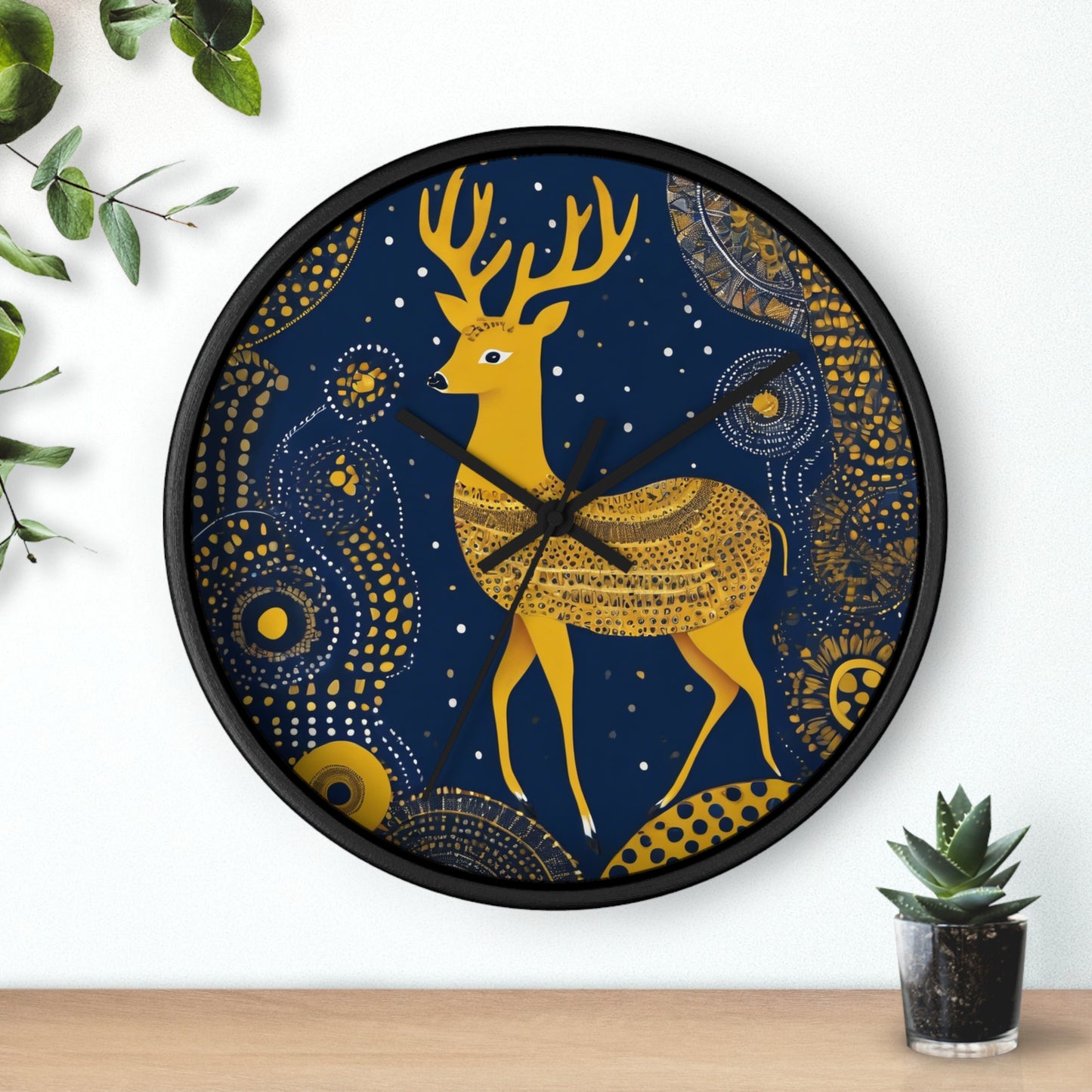 Majestic Deer – Gond Tribal Wall Clock | Artloom Gallery