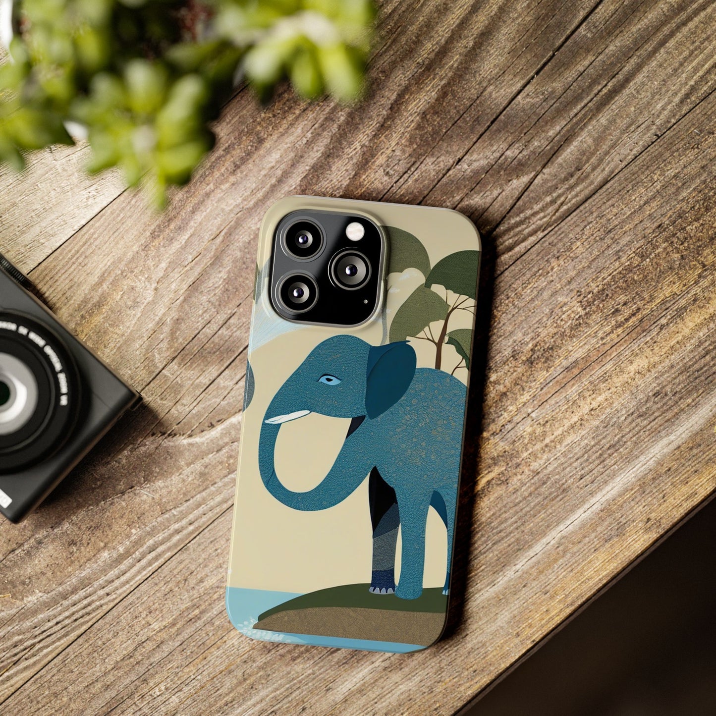 Playful Elephant Art Slim Phone Case | Artloom Gallery