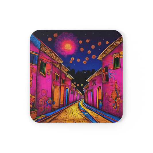 Firecrackers – Artistic Coaster Set (Square & Round) | Artloom Gallery