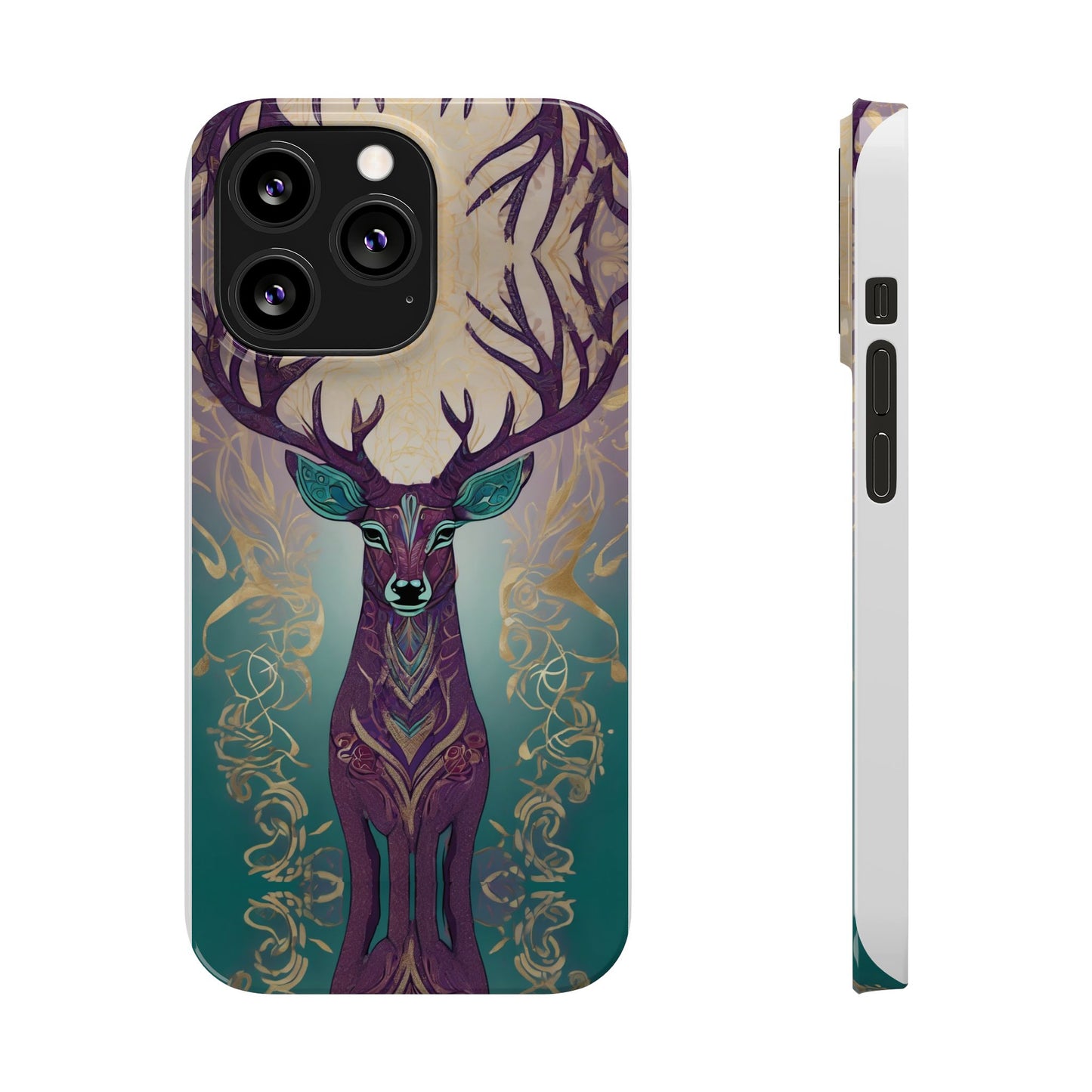 Gond Tribal Art Deer in Forest Slim Phone Case | Artloom Gallery
