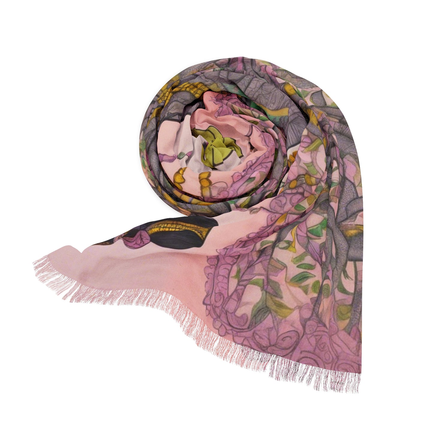 Good Luck Wishing Tree – Madhubani Print - Light Scarf (27x71 in) | Artloom Gallery