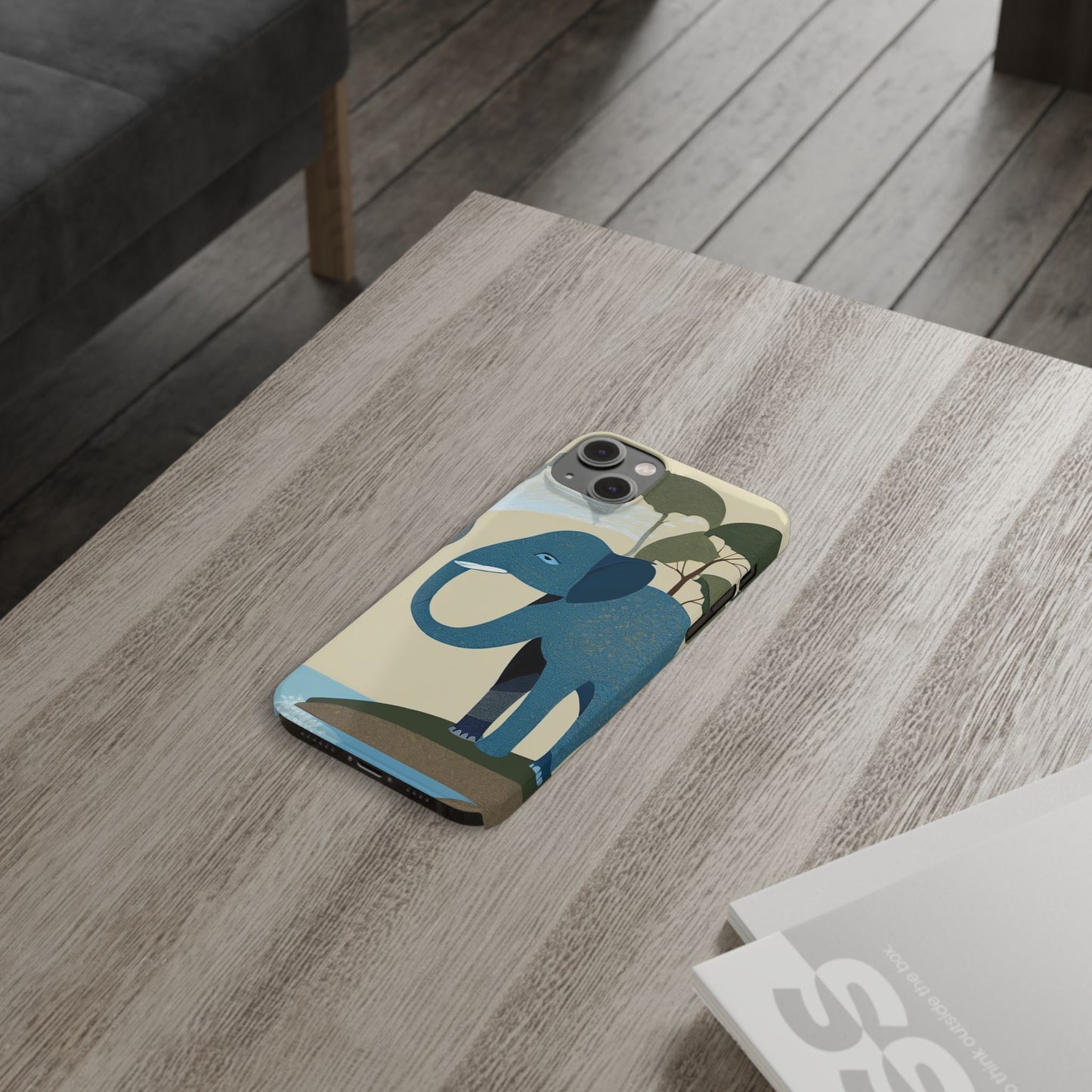 Playful Elephant Art Slim Phone Case | Artloom Gallery