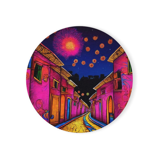 Firecrackers – Artistic Coaster Set (Square & Round) | Artloom Gallery