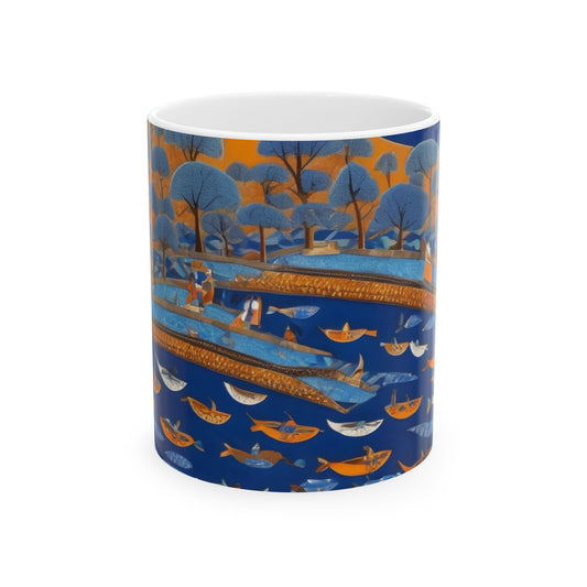 Gond Art – River Journey | Ceramic Mug | Artloom Gallery