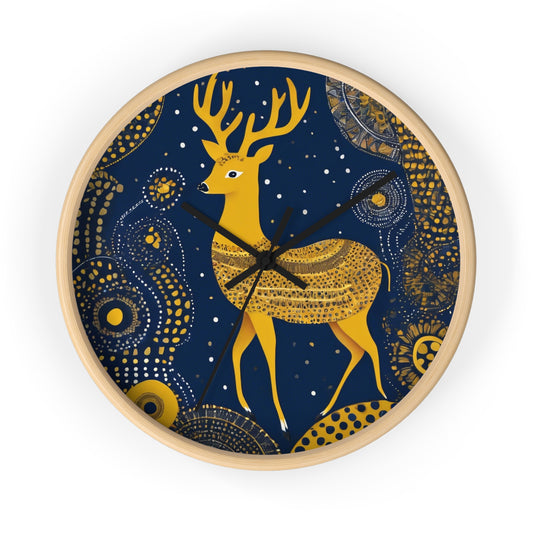 Majestic Deer – Gond Tribal Wall Clock | Artloom Gallery