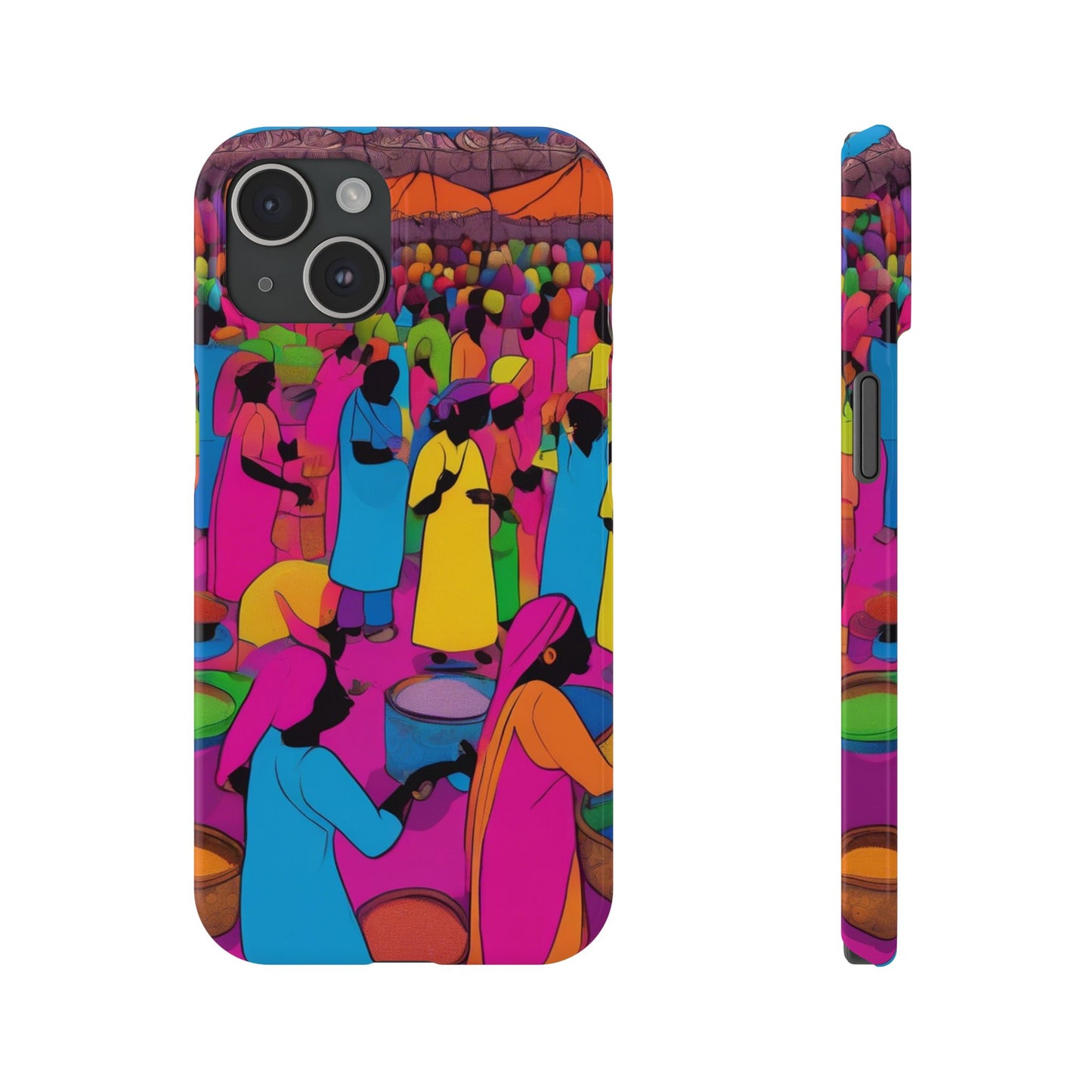 Festive Colors at the Bazaar – Bold and Vibrant Art Slim Phone Case | Artloom Gallery