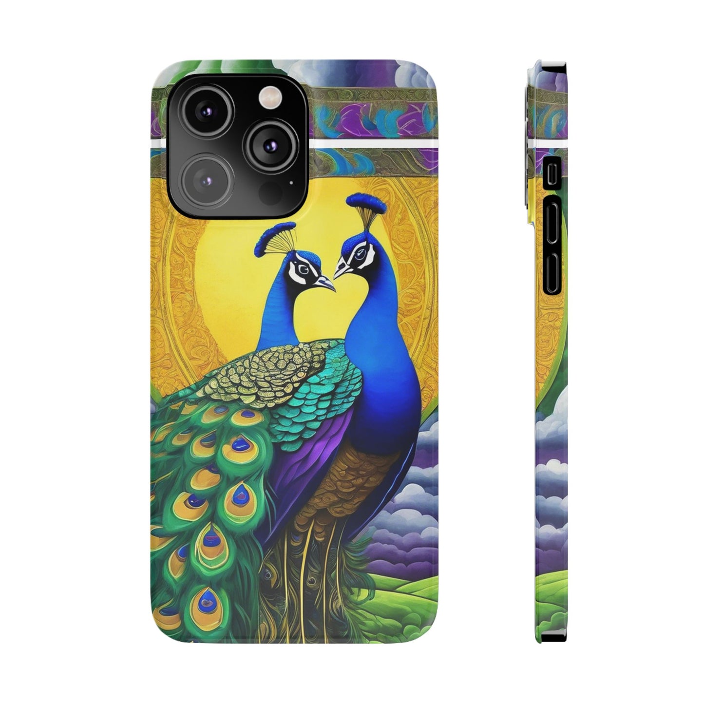 Beautiful Peacocks Slim Phone Case | Artloom Gallery