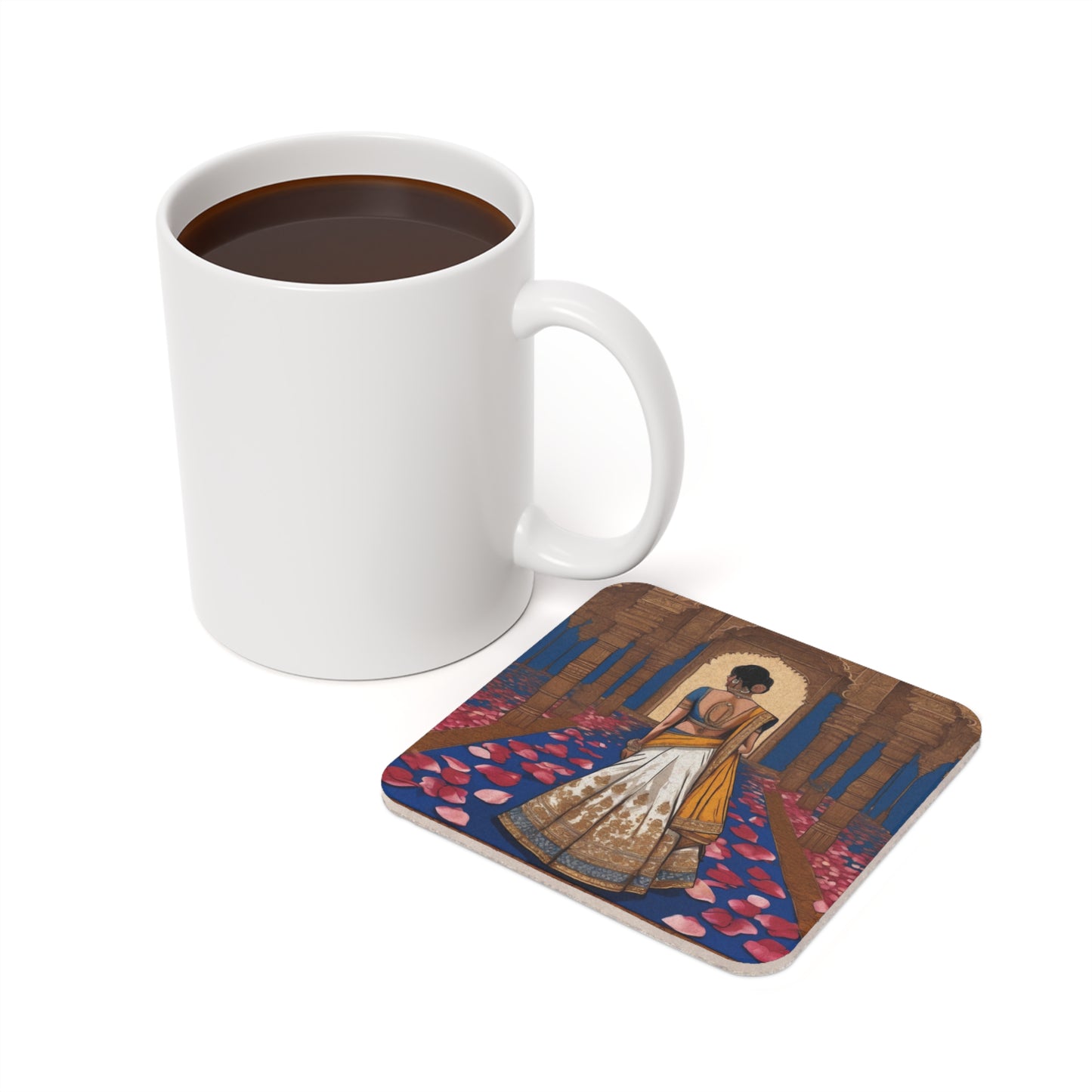 Indian Bride Walking the Aisle – Artistic Coaster Set (Square & Round) | Artloom Gallery