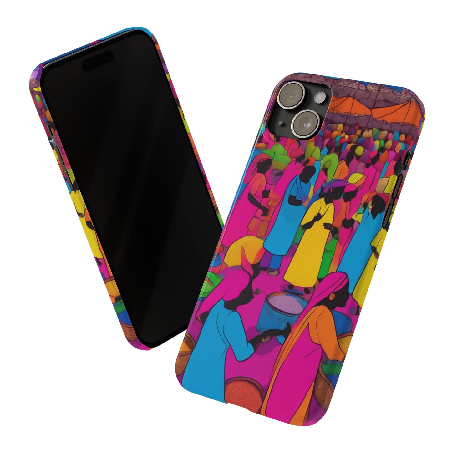 Festive Colors at the Bazaar – Bold and Vibrant Art Slim Phone Case | Artloom Gallery