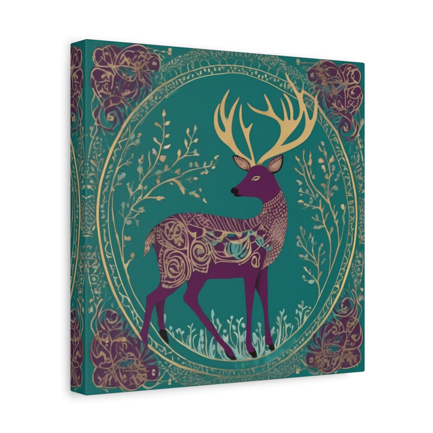 Gond Tribal Folk Art Deer Canvas Print | Artloom Gallery