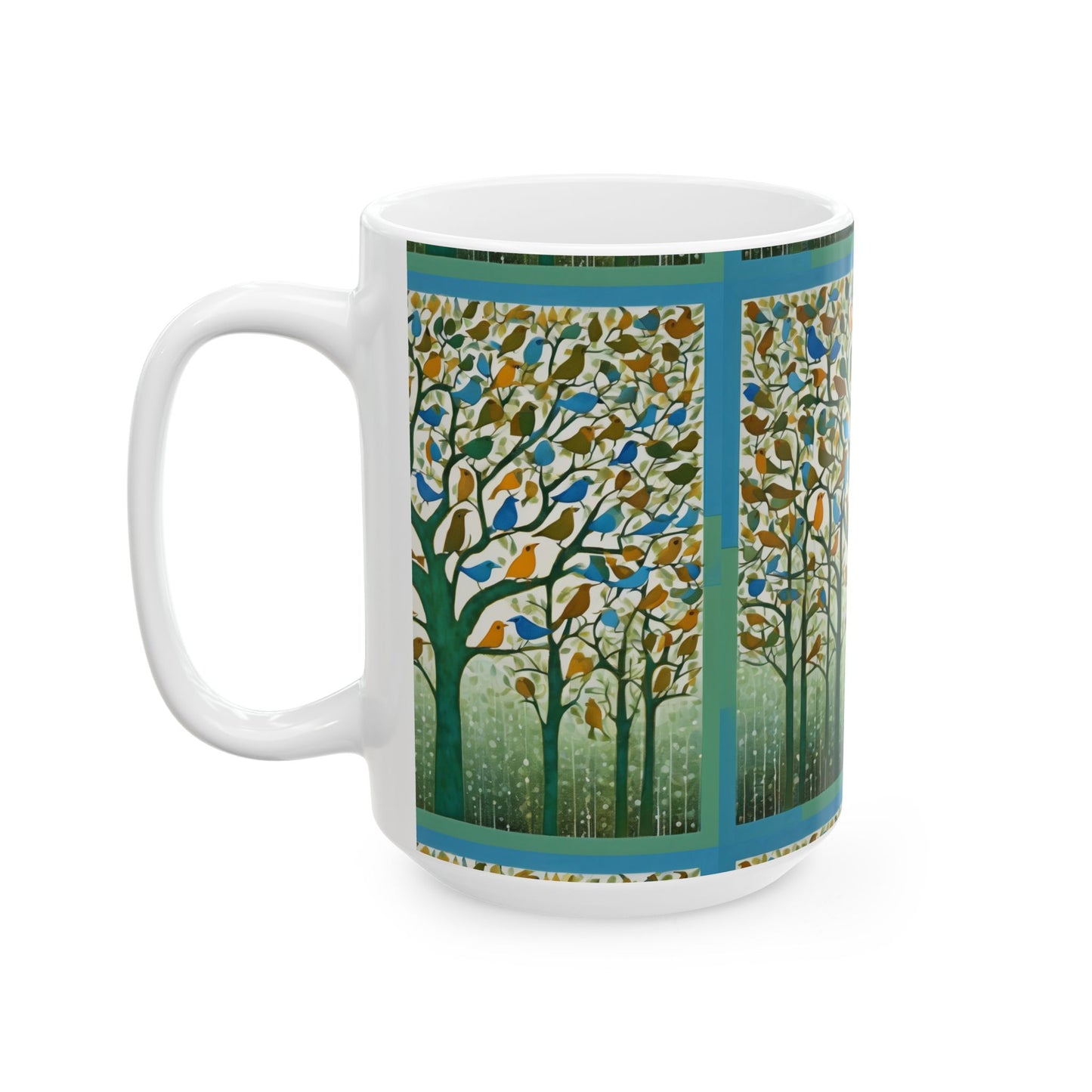 Gond Art – Birds Singing in the Rain | Ceramic Mug | Artloom Gallery