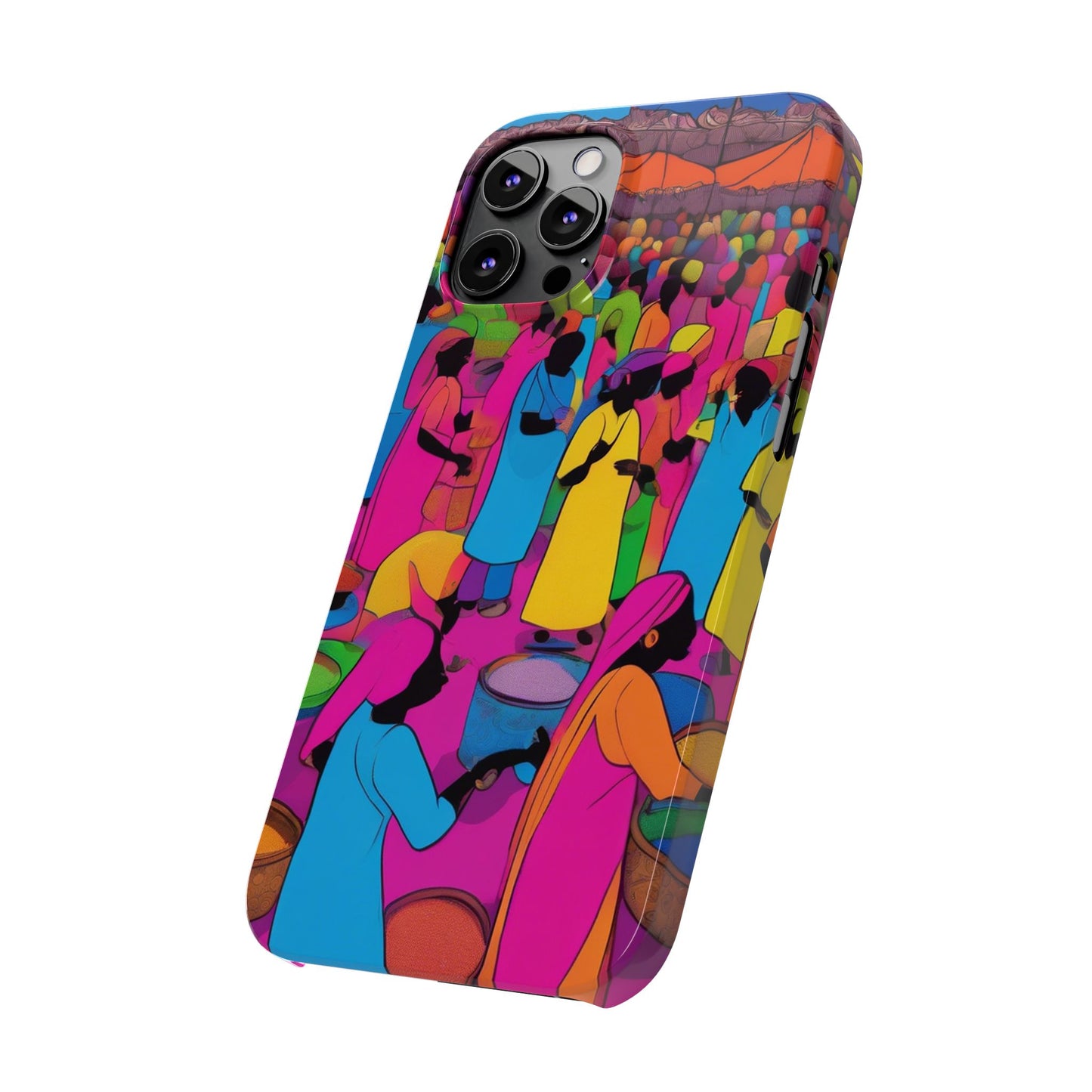 Festive Colors at the Bazaar – Bold and Vibrant Art Slim Phone Case | Artloom Gallery