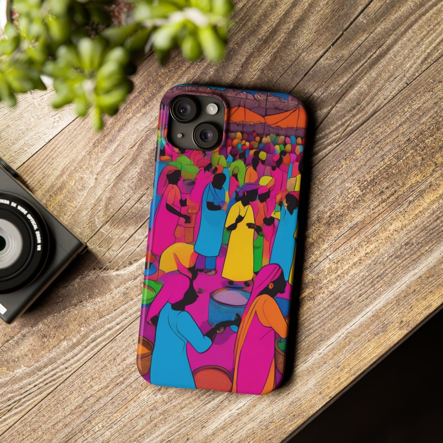 Festive Colors at the Bazaar – Bold and Vibrant Art Slim Phone Case | Artloom Gallery