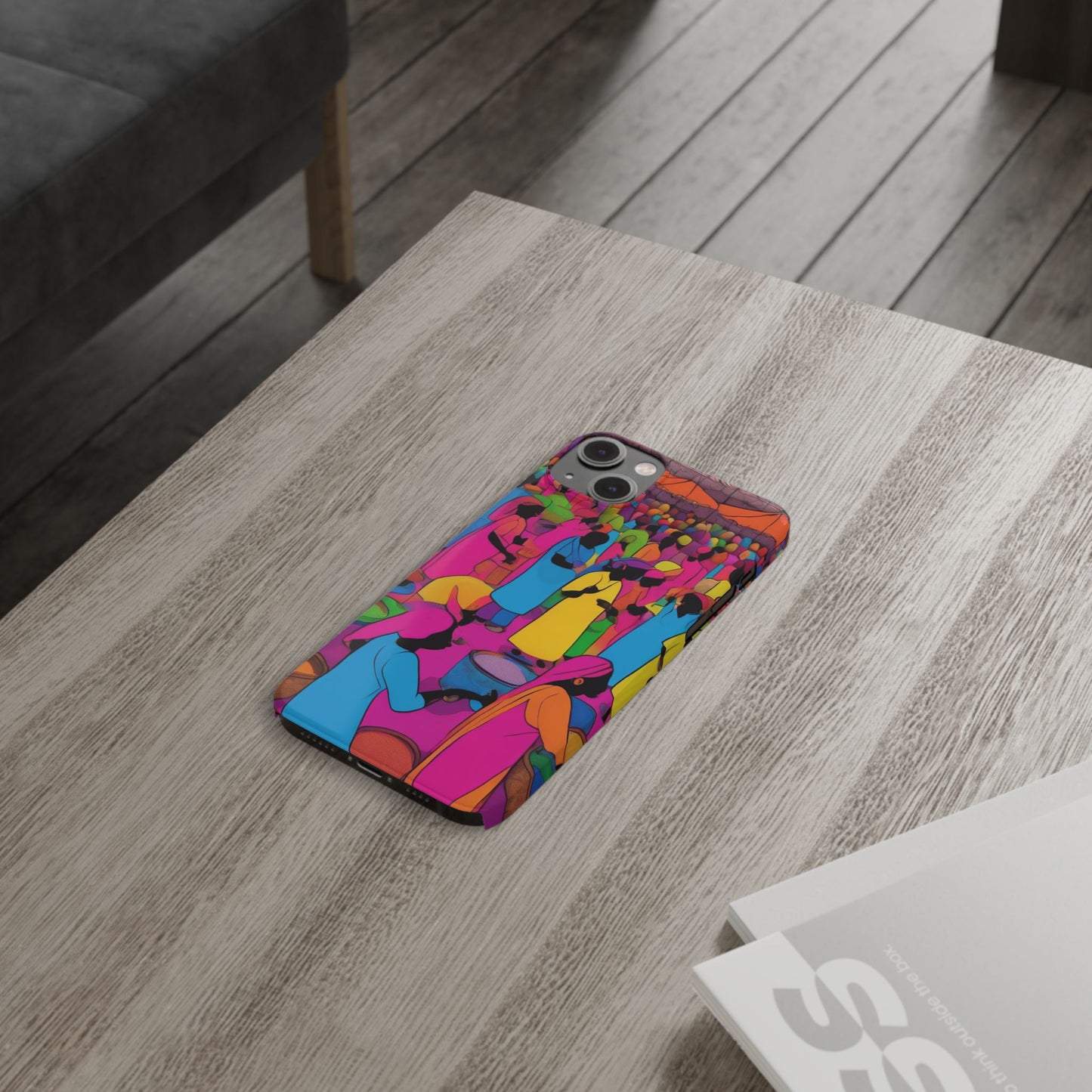 Festive Colors at the Bazaar – Bold and Vibrant Art Slim Phone Case | Artloom Gallery