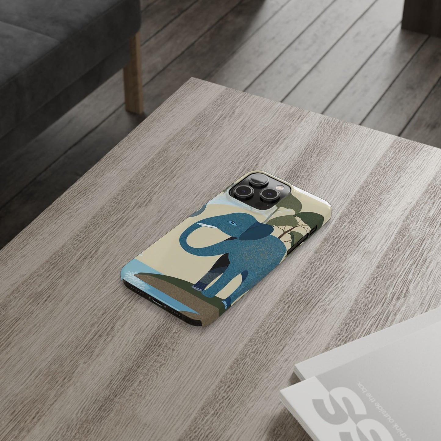 Playful Elephant Art Slim Phone Case | Artloom Gallery