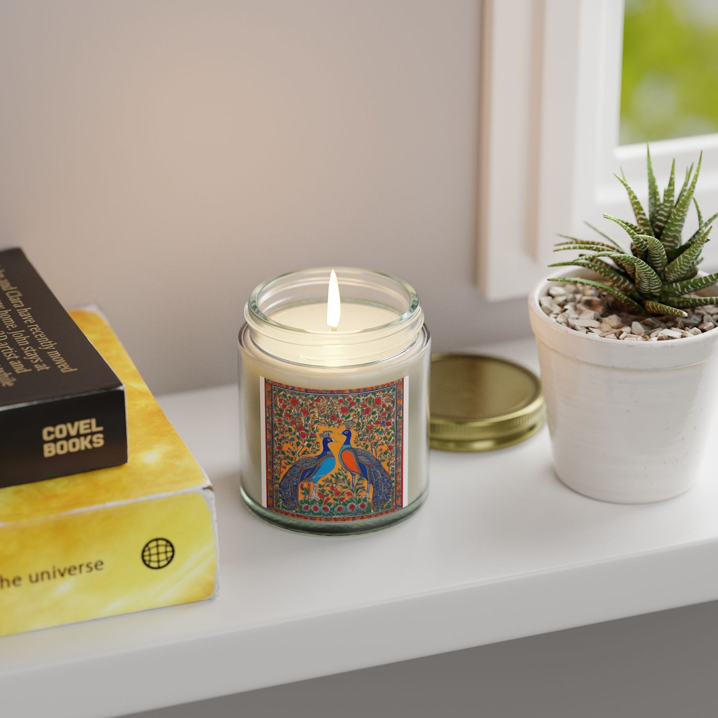 Auspicious Peacocks Scented Candle (4oz, 9oz) | Artloom Gallery