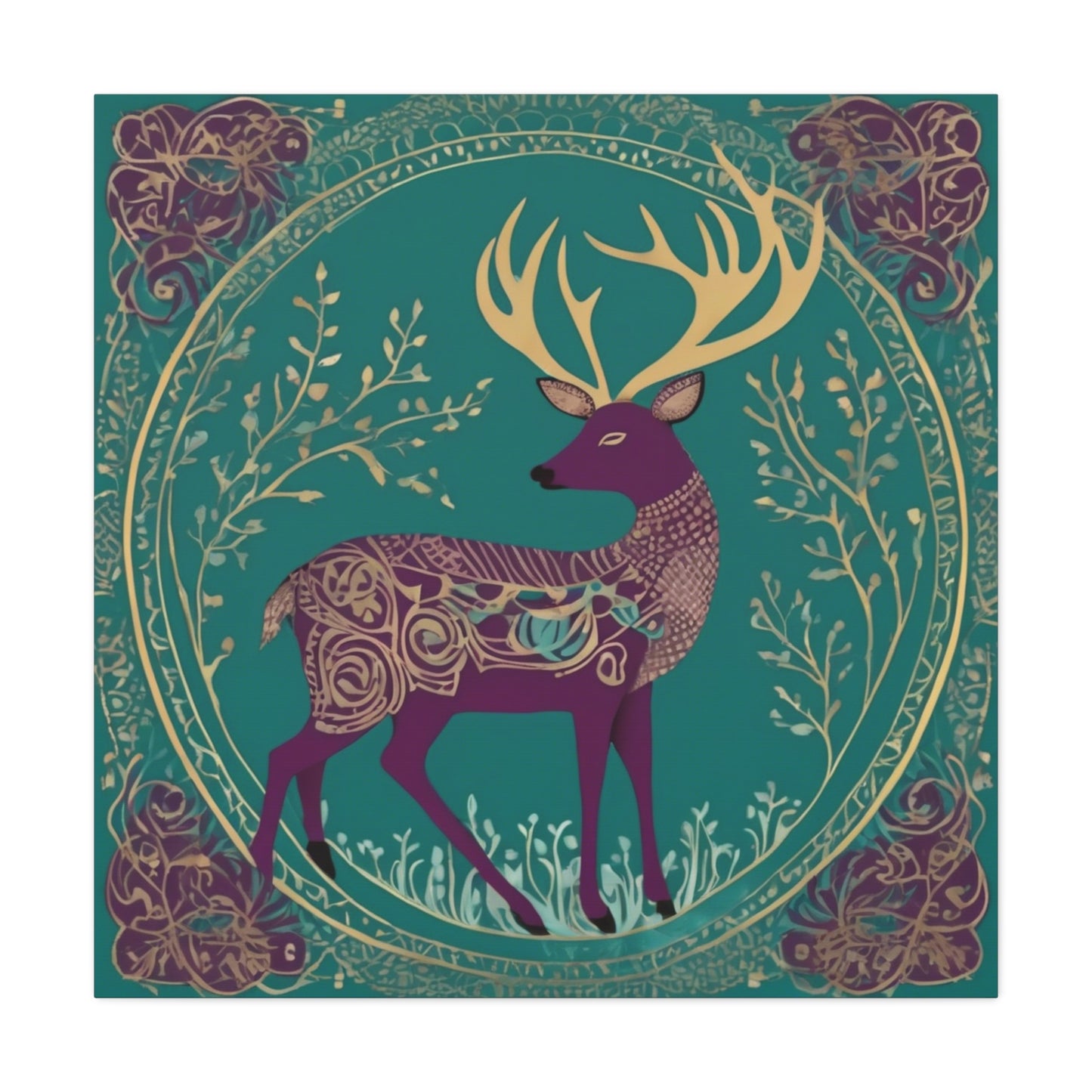 Gond Tribal Folk Art Deer Canvas Print | Artloom Gallery