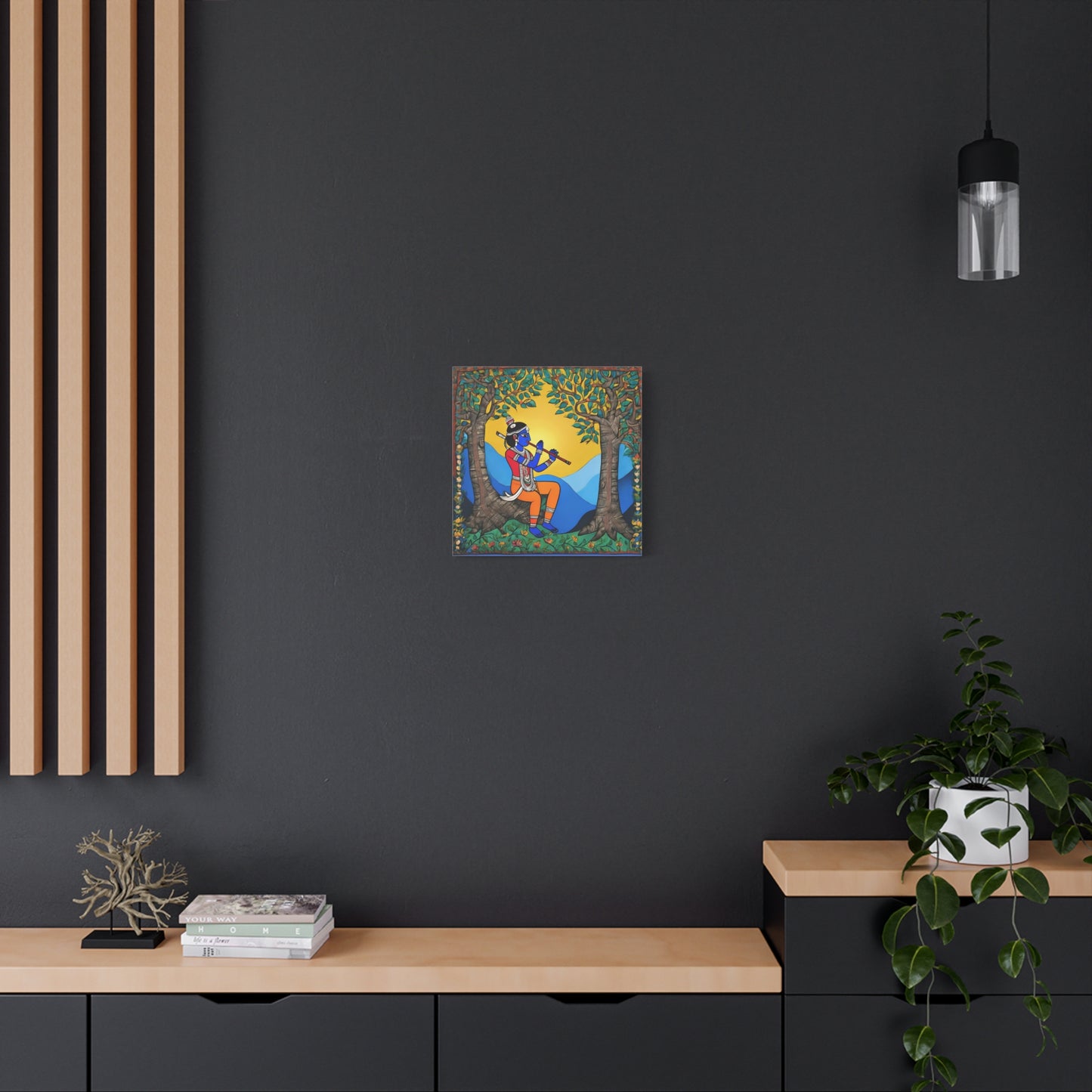 Lord Krishna Madhubani Style Canvas Print | Artloom Gallery
