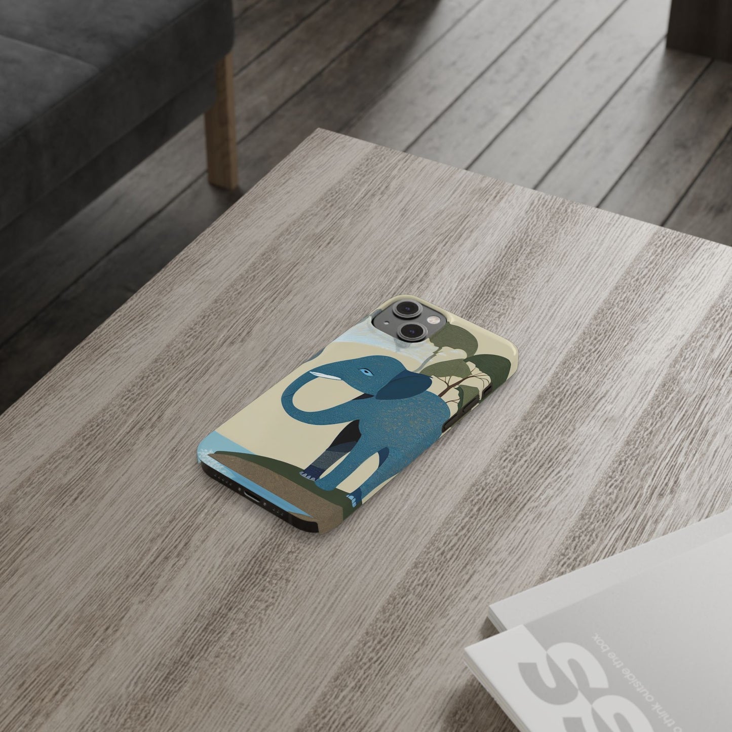 Playful Elephant Art Slim Phone Case | Artloom Gallery