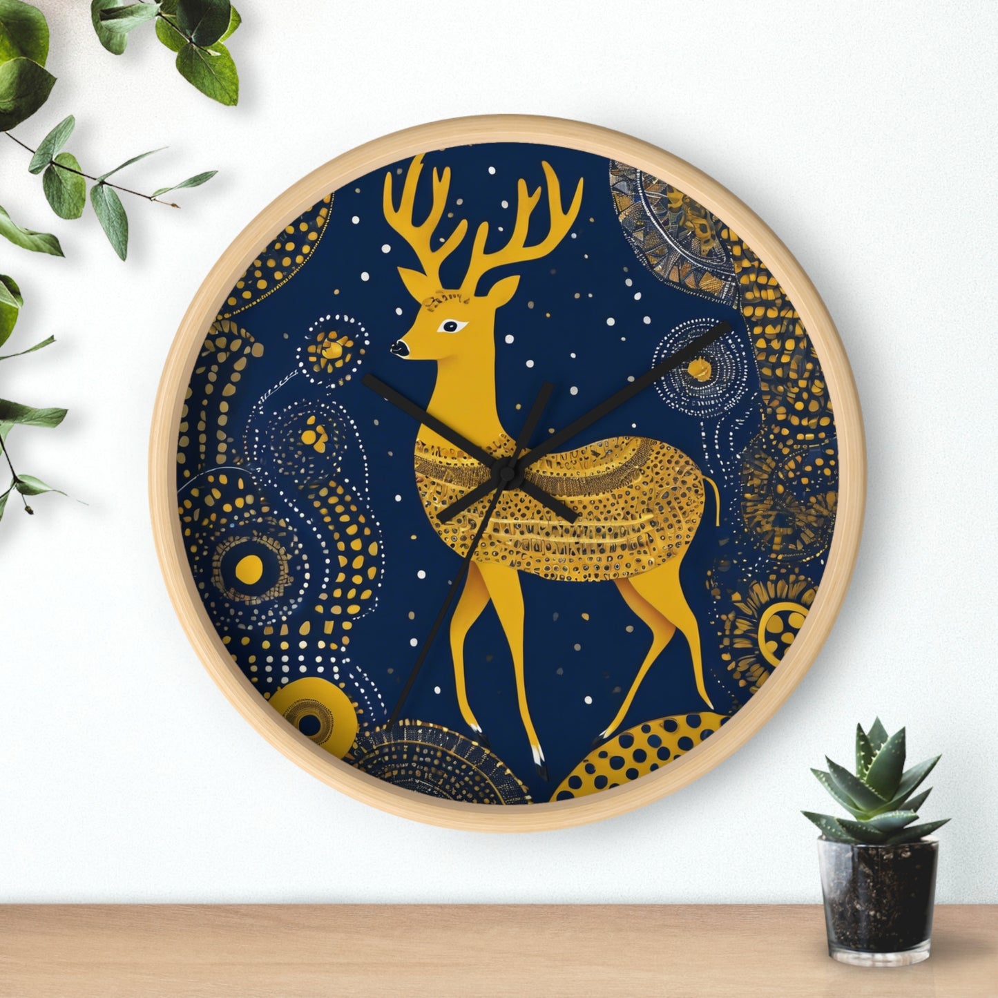 Majestic Deer – Gond Tribal Wall Clock | Artloom Gallery
