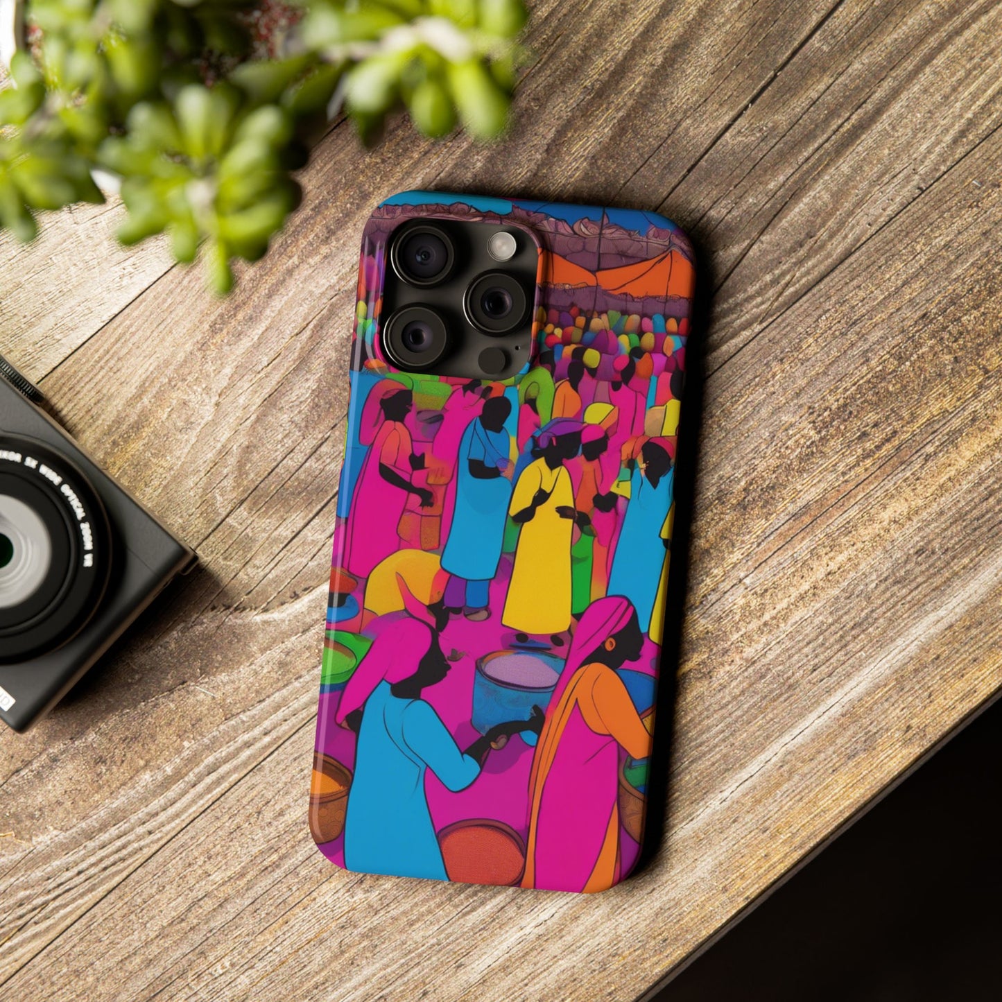 Festive Colors at the Bazaar – Bold and Vibrant Art Slim Phone Case | Artloom Gallery