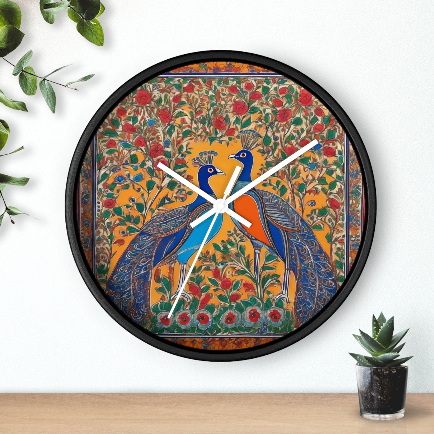 Auspicious Peacocks – Boho Wall Clock | Artloom Gallery